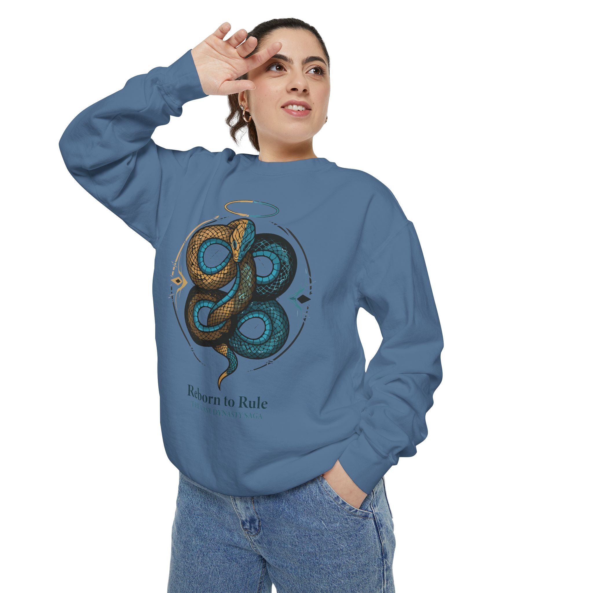 Snake Emblem Sweatshirt — "Reborn to Rule" Graphic Crewneck