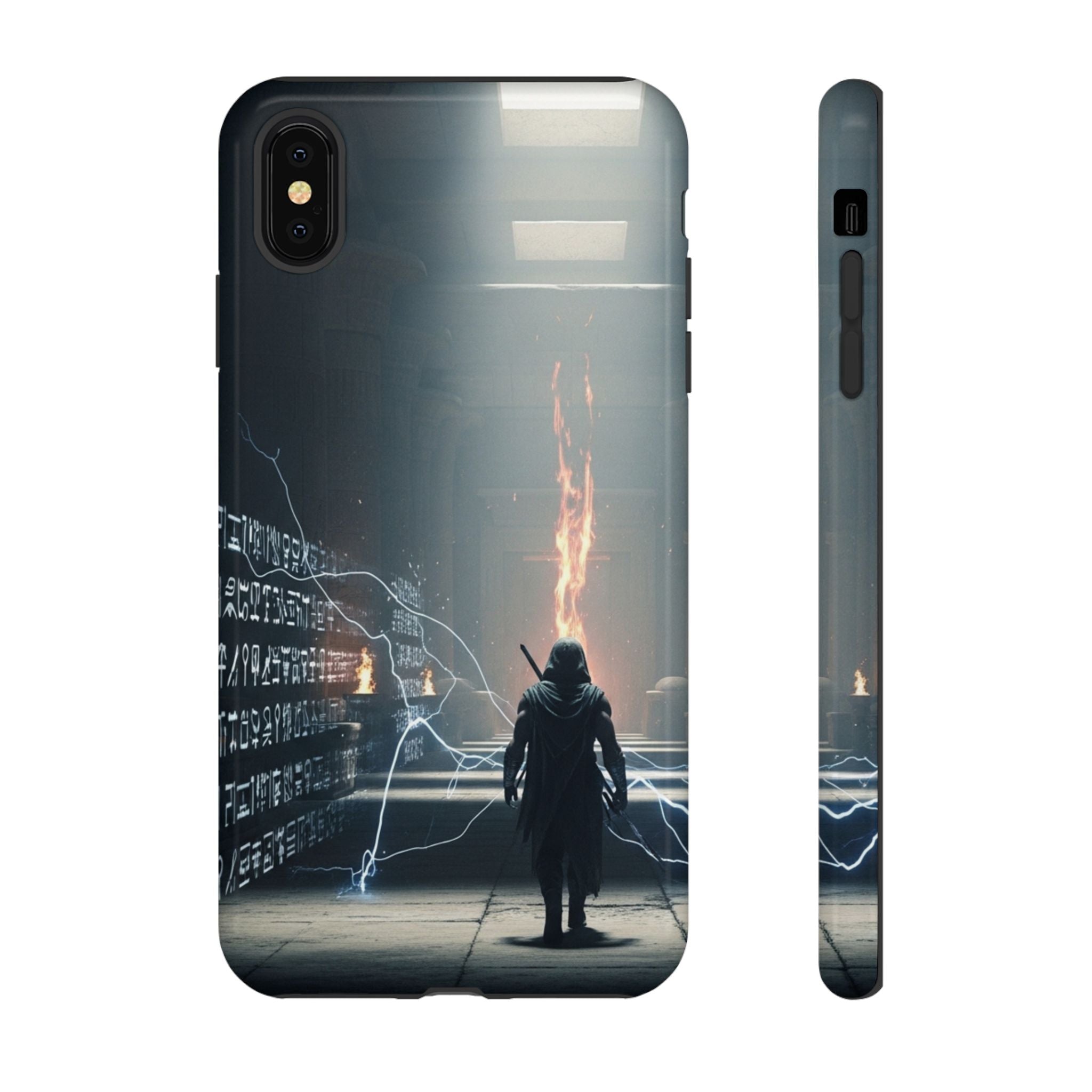 Phone Case - Cybermage Silhouette with Lightning Spell