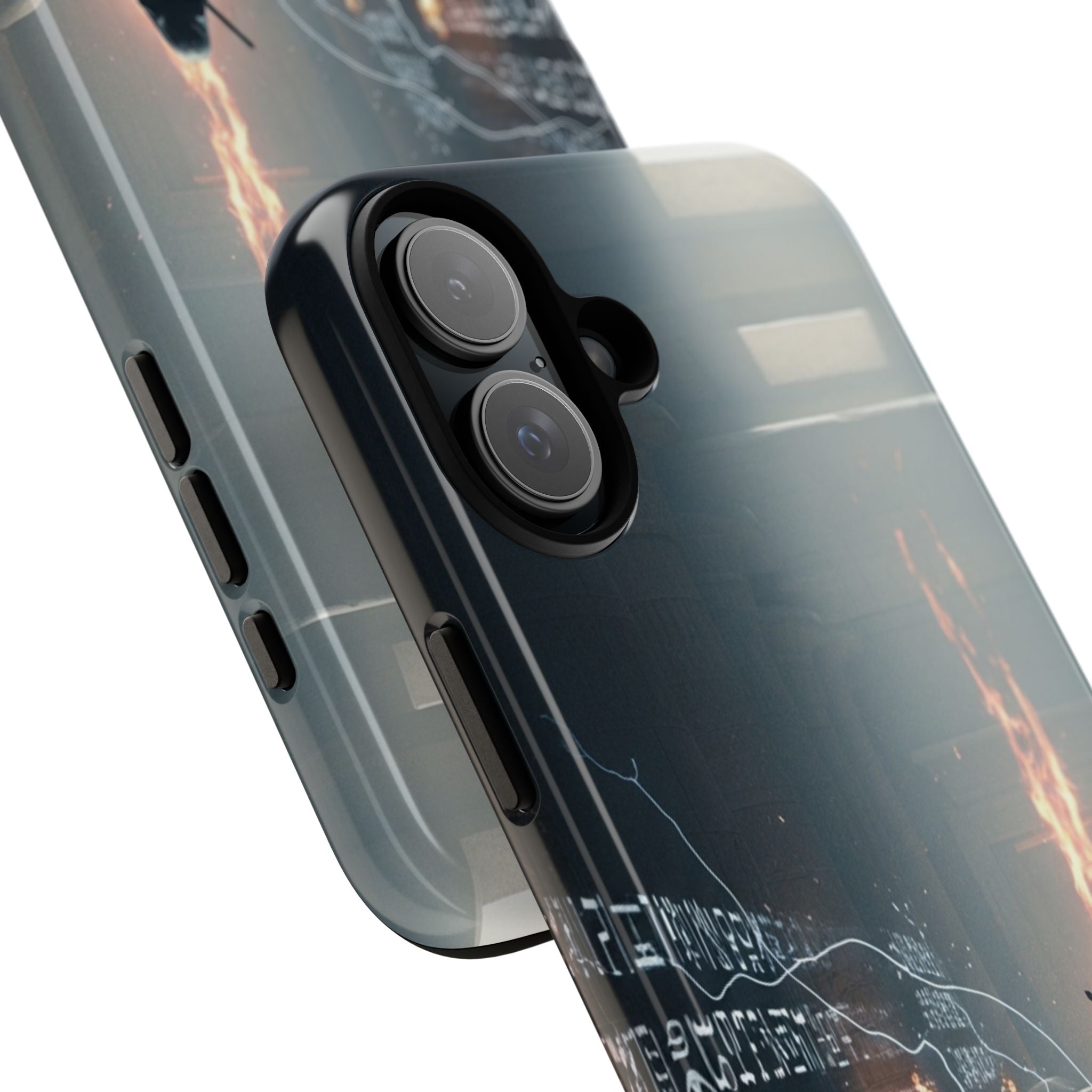 Phone Case - Cybermage Silhouette with Lightning Spell