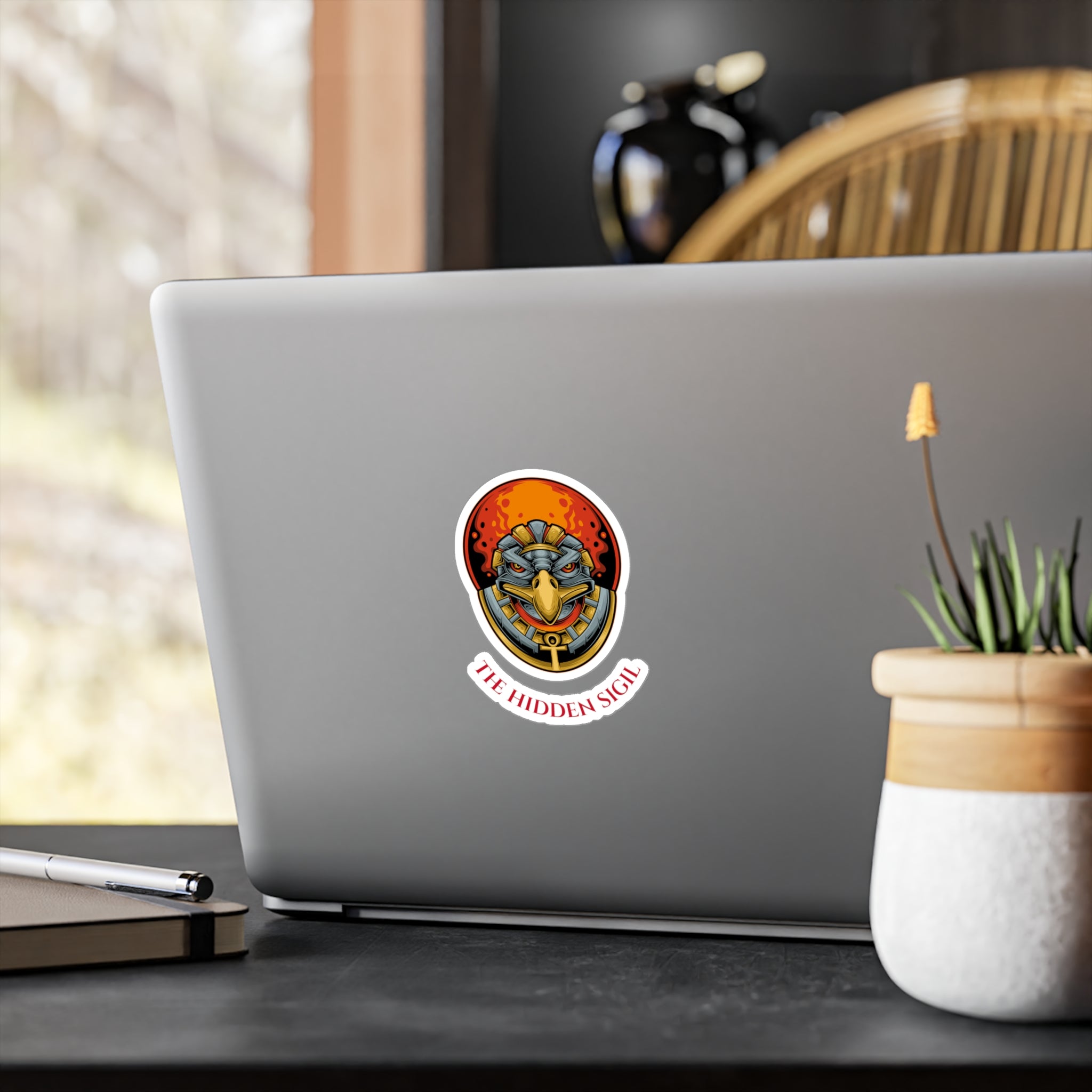 Egyptian Falcon Emblem Sticker — "The Hidden Sigil" Kiss-Cut Vinyl Decal