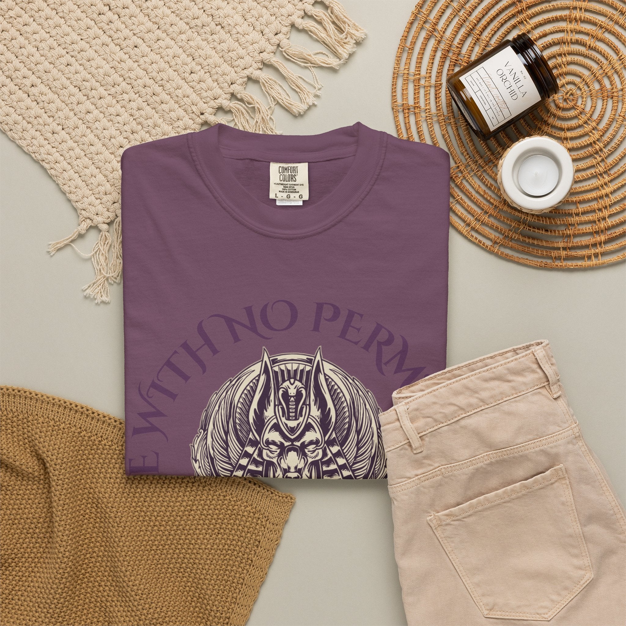 Rise With No Permission T-Shirt — Anubis Helmet Graphic Tee (“Your Song Is Your Spell”)