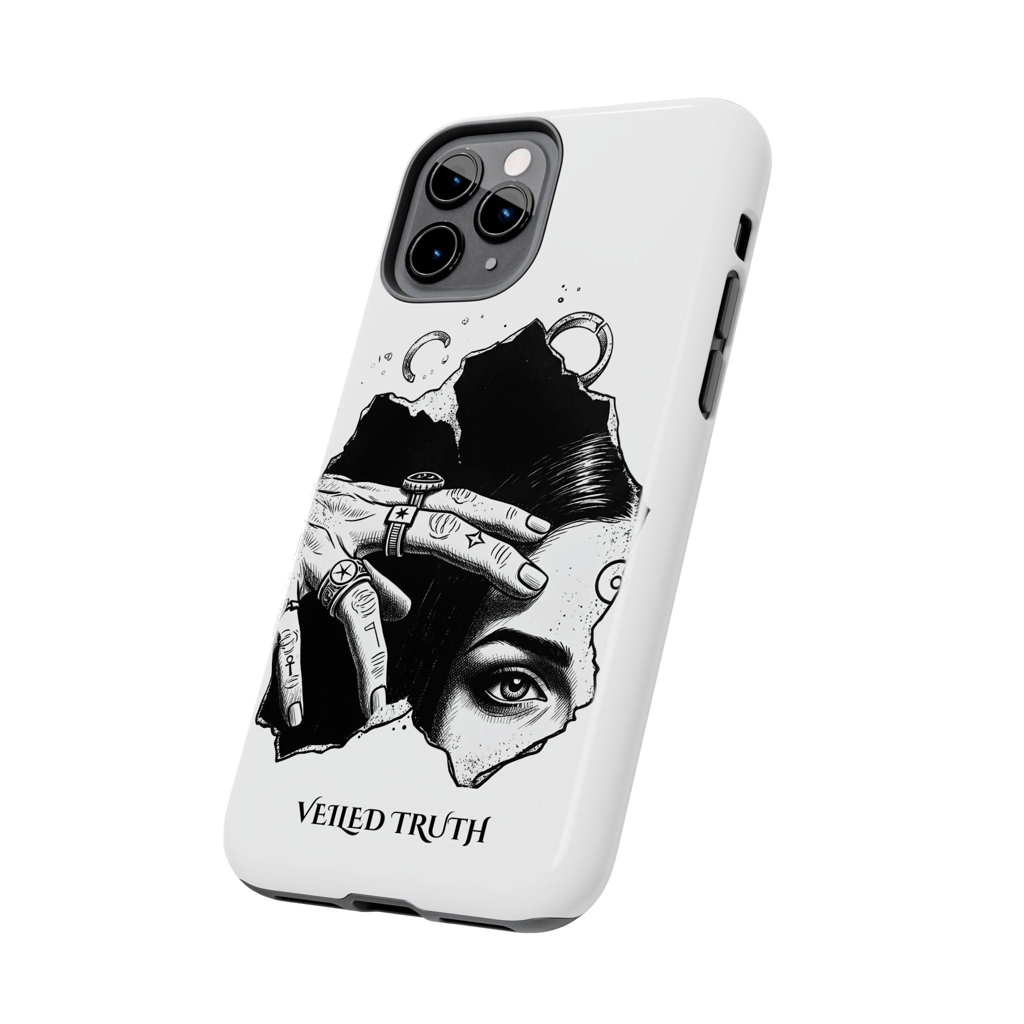 Tough Phone Case — Veiled Truth Black & White Mystic Illustration
