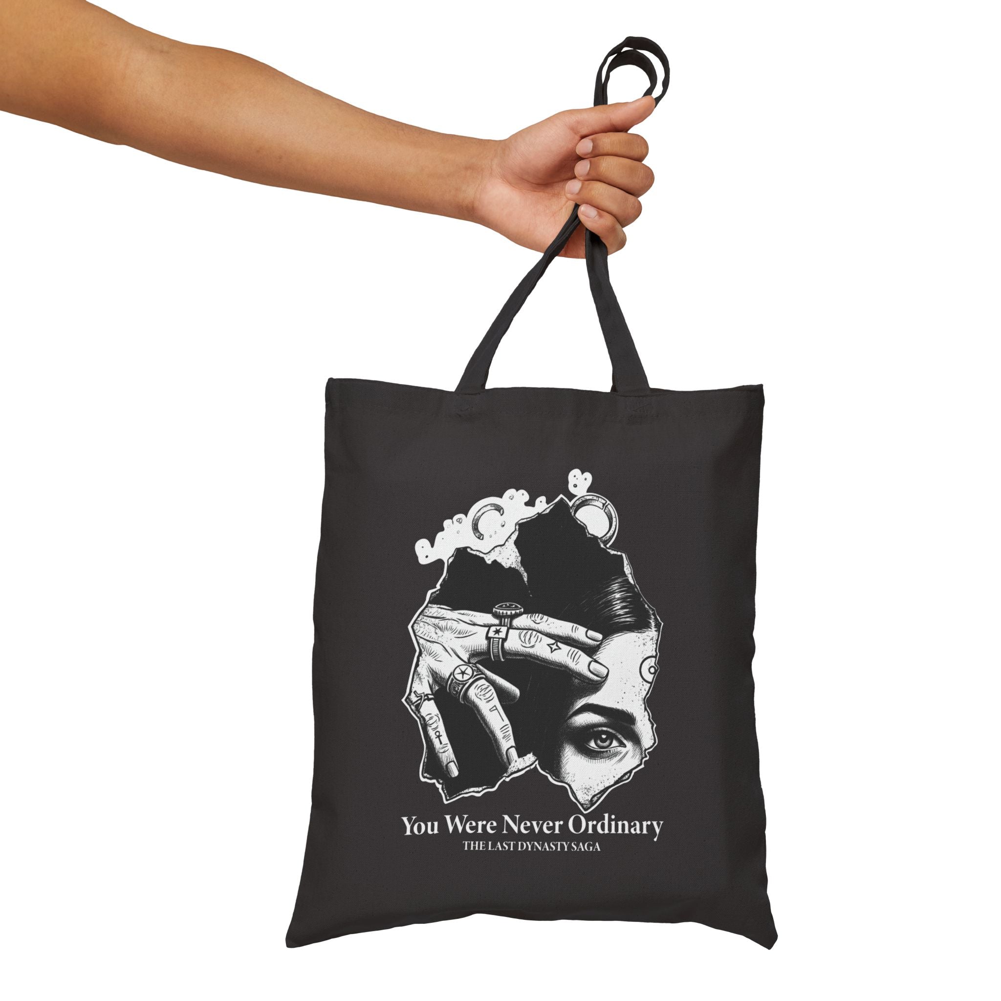 Canvas Tote Bag — Monochrome Surreal Portrait Art Tote