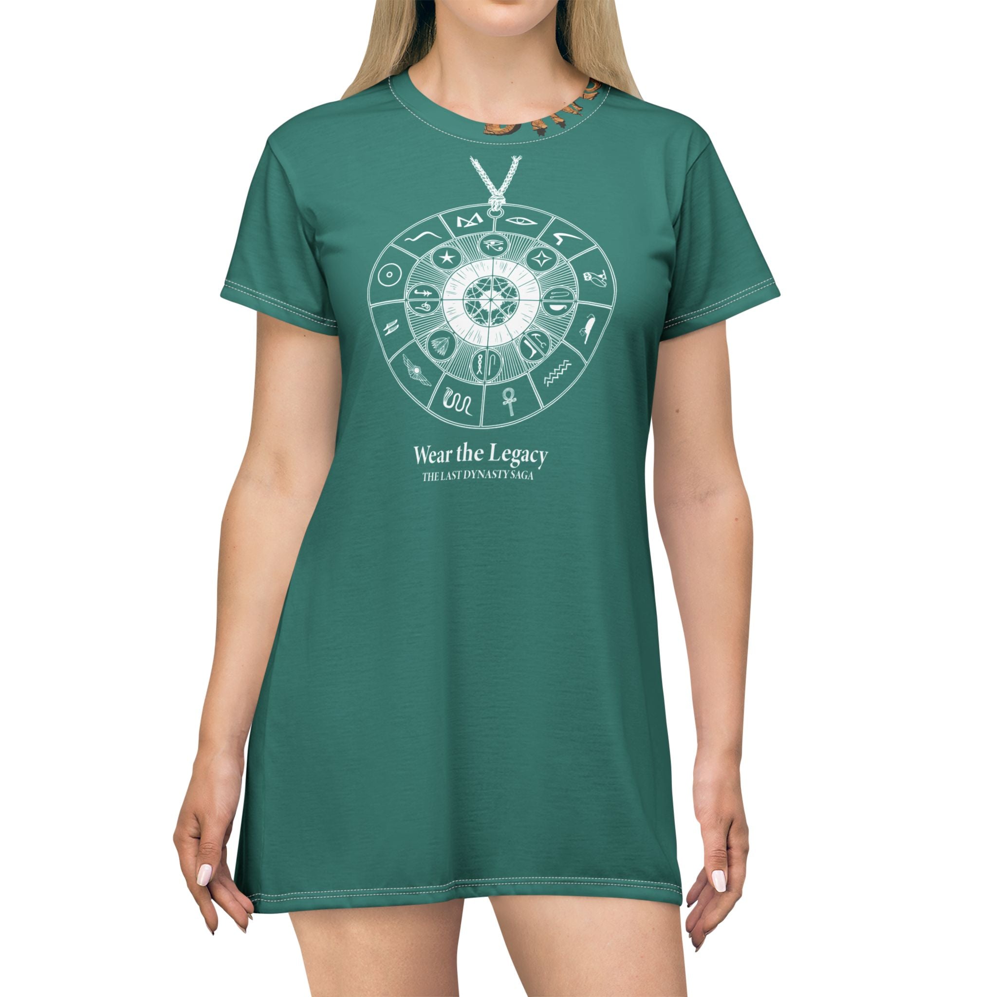 The Saga Compass T-Shirt Dress — "Wear the Legacy" Graphic