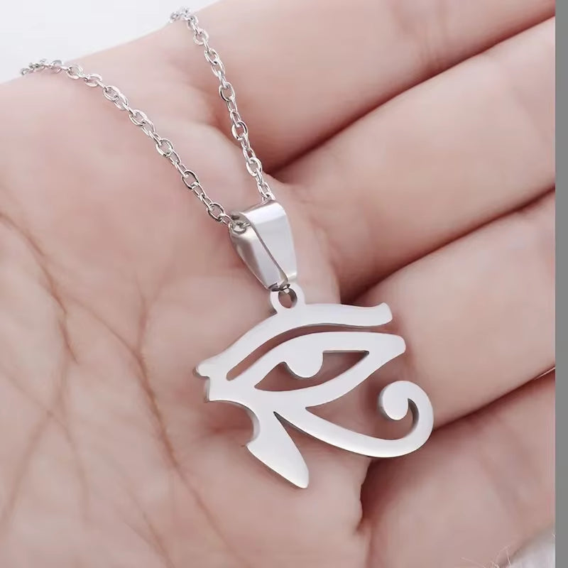 Stainless Steel Ancient Egyptian Ankh Cross Life Key Totem Necklace Men and Women Lucky Amulet Jewelry