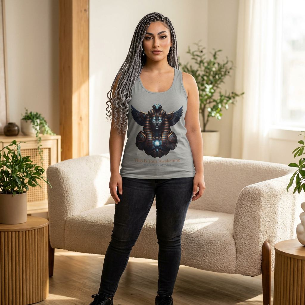 Egyptian Scarab & Eye Tank Top — "This Is Your Awakening" Spiritual Graphic Tank