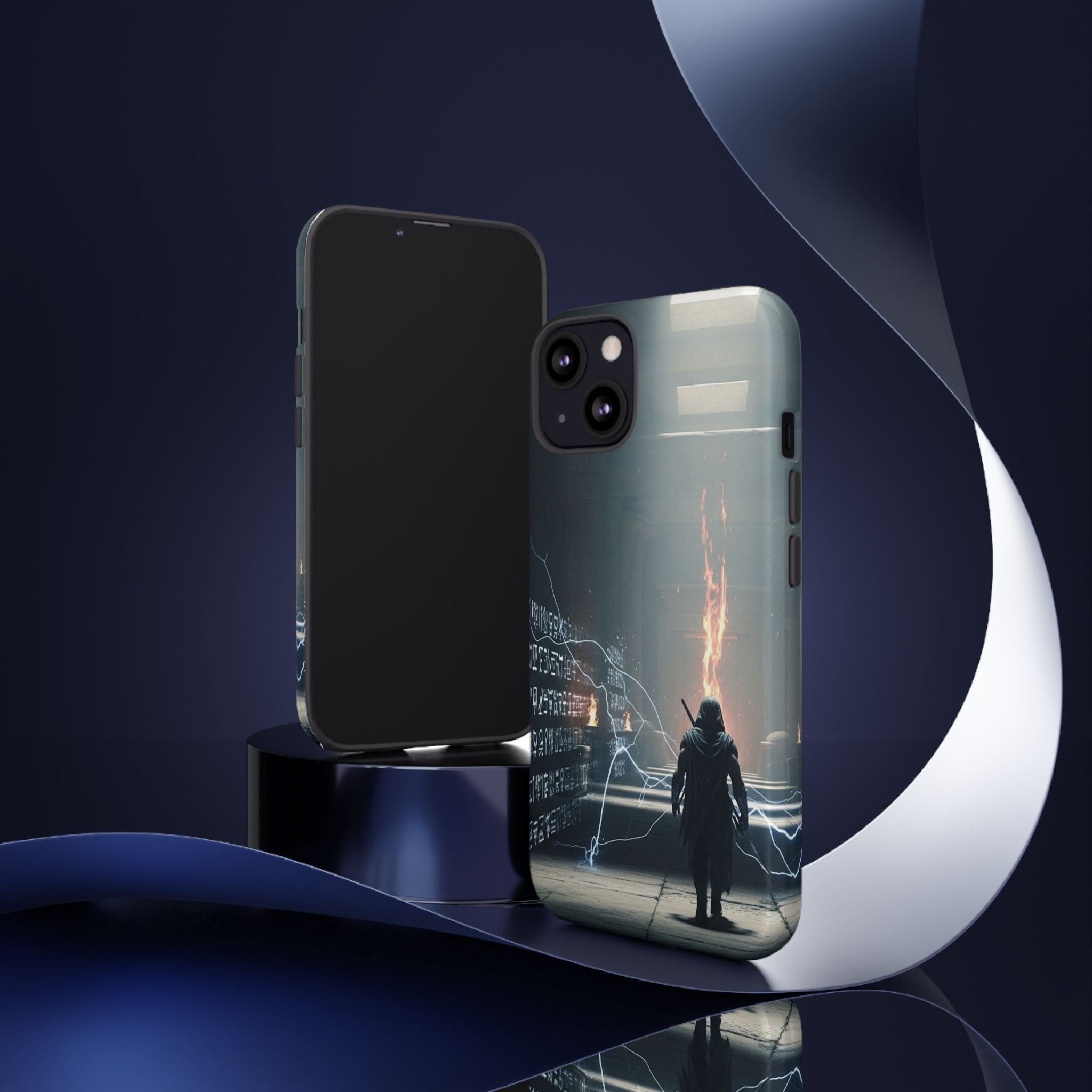 Phone Case - Cybermage Silhouette with Lightning Spell