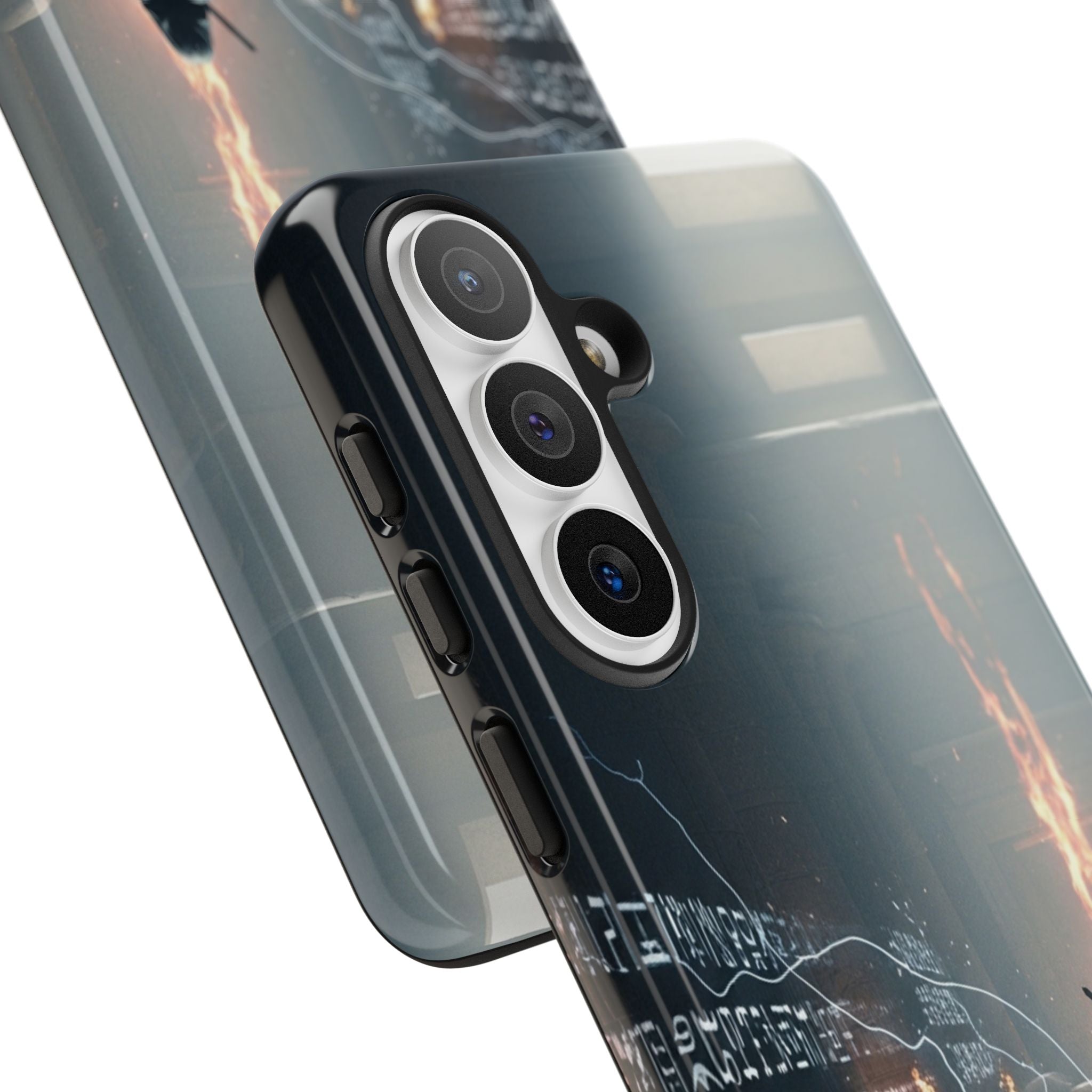 Phone Case - Cybermage Silhouette with Lightning Spell