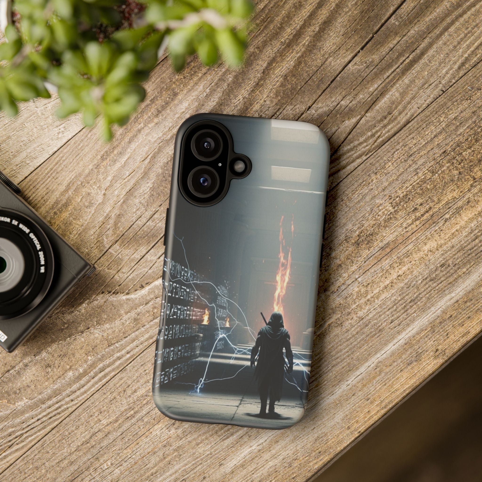 Phone Case - Cybermage Silhouette with Lightning Spell