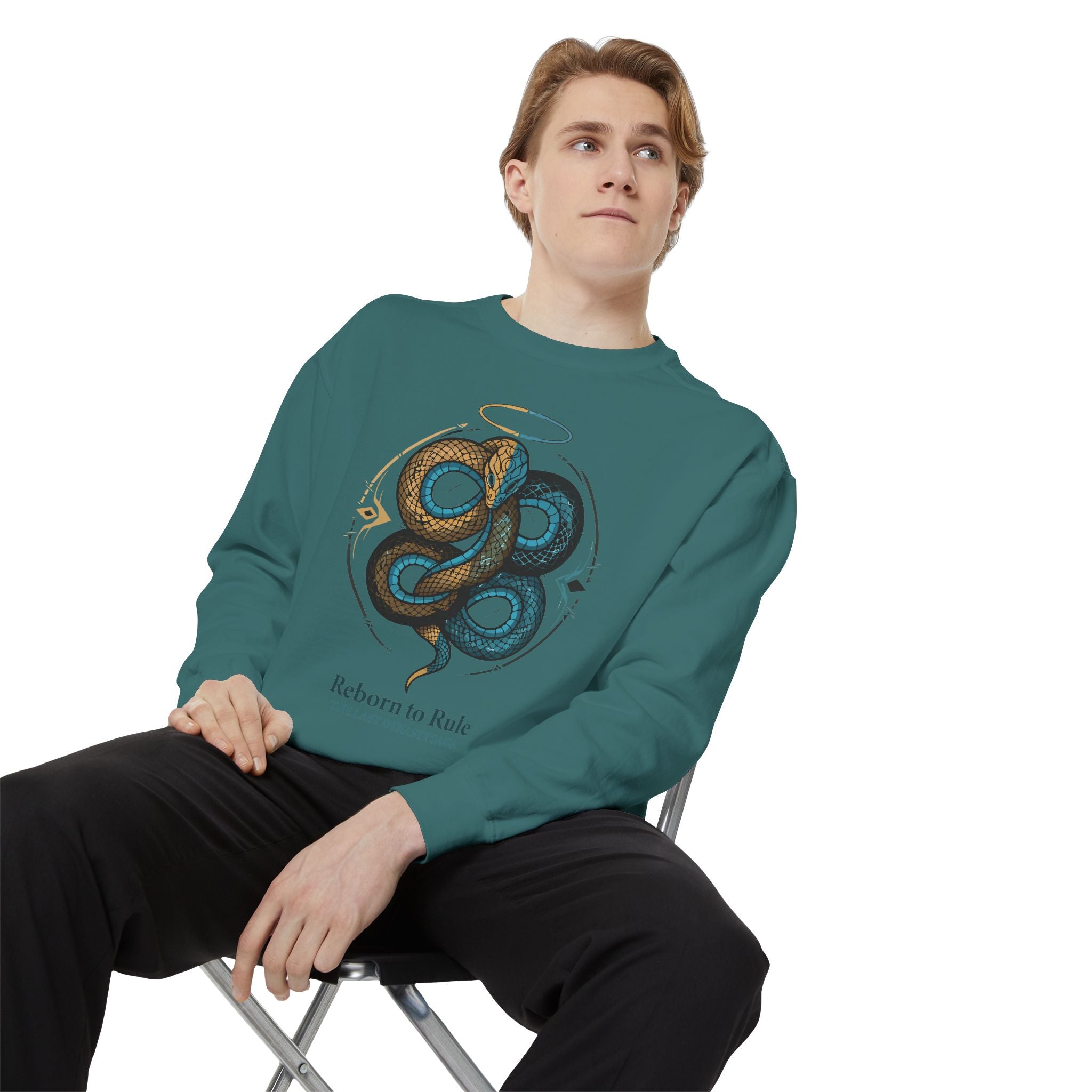Snake Emblem Sweatshirt — "Reborn to Rule" Graphic Crewneck