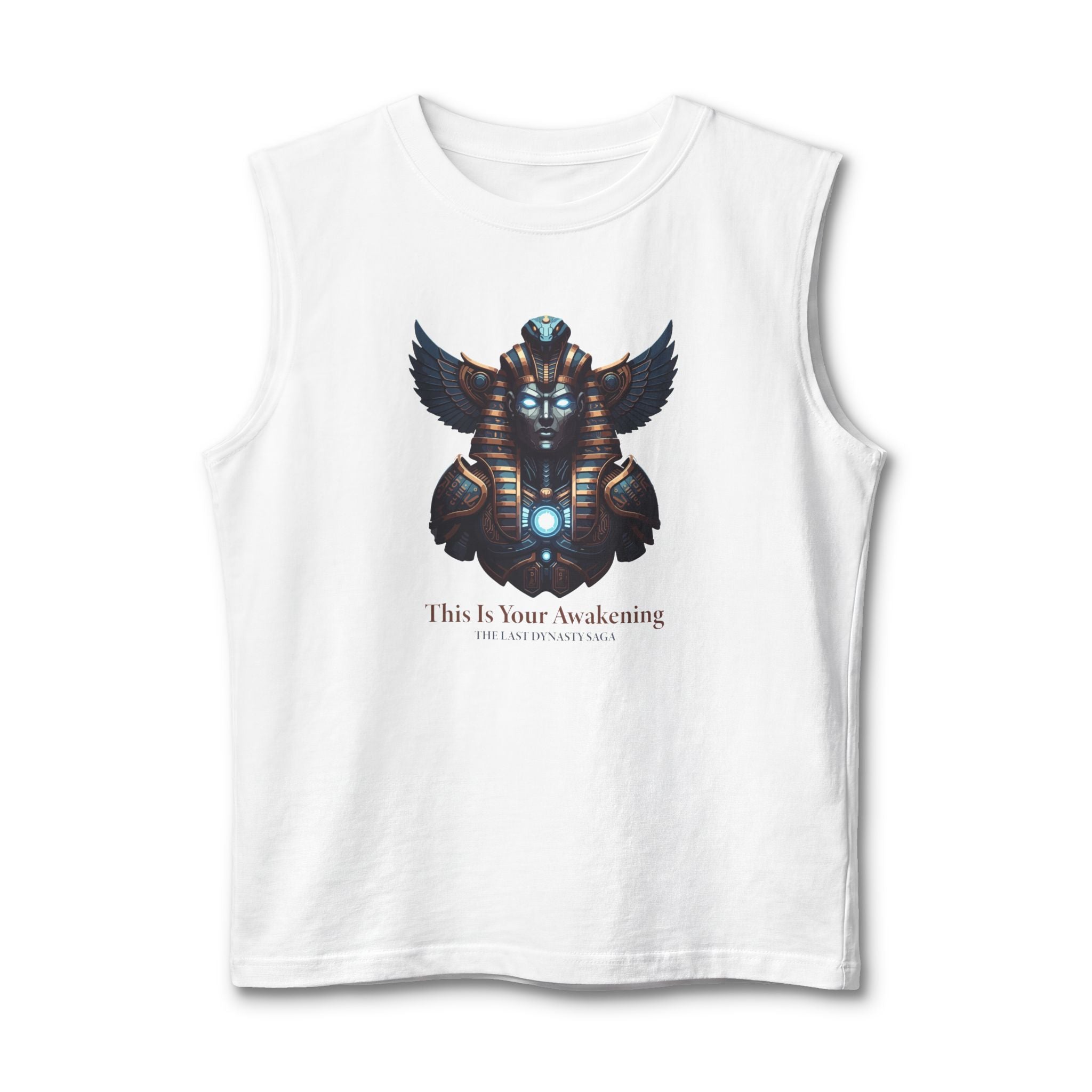 Egyptian Scarab Muscle Tank — "This Is Your Awakening" Mystical Graphic