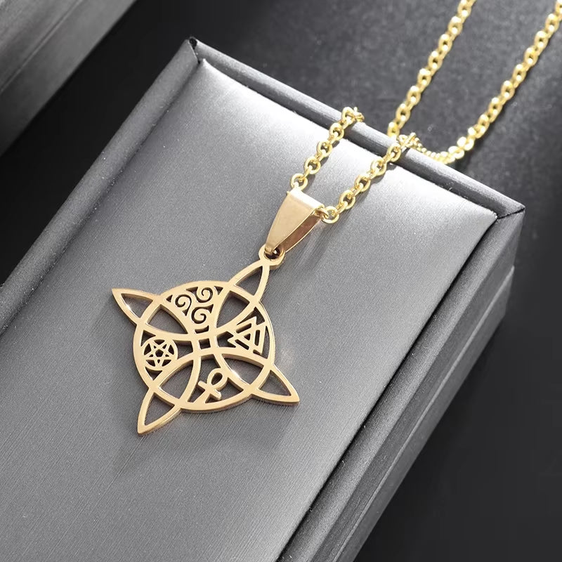 Stainless Steel Ancient Egyptian Ankh Cross Life Key Totem Necklace Men and Women Lucky Amulet Jewelry