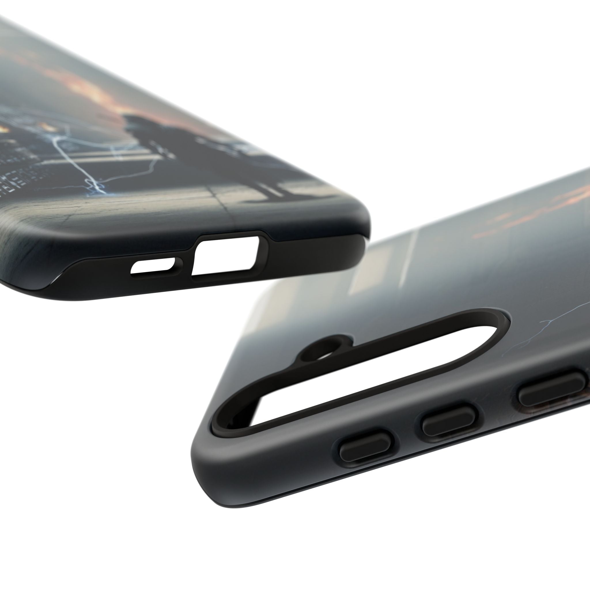 Phone Case - Cybermage Silhouette with Lightning Spell