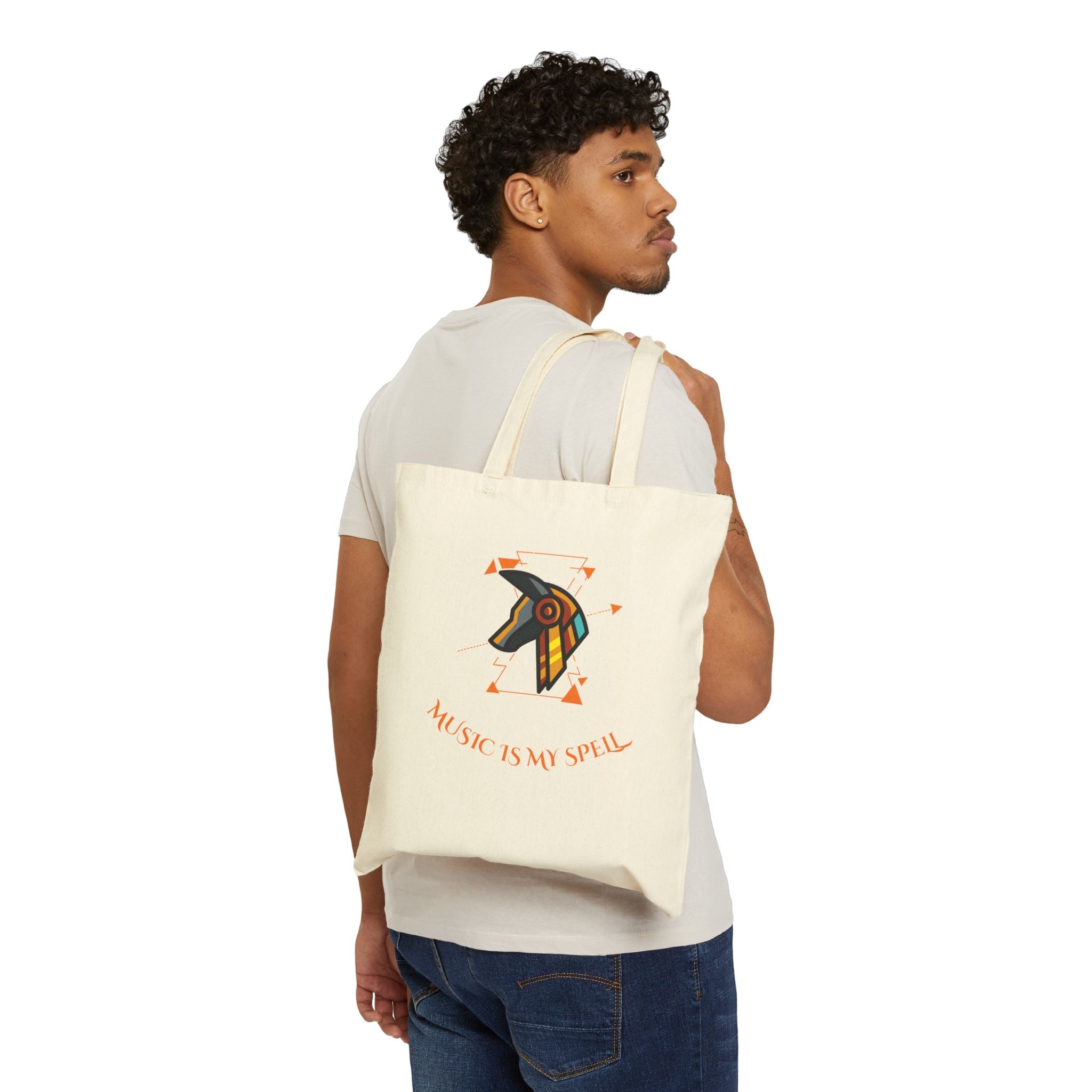 Canvas Tote Bag — Geometric Musical Horse & Intricate Mandala Horse Art