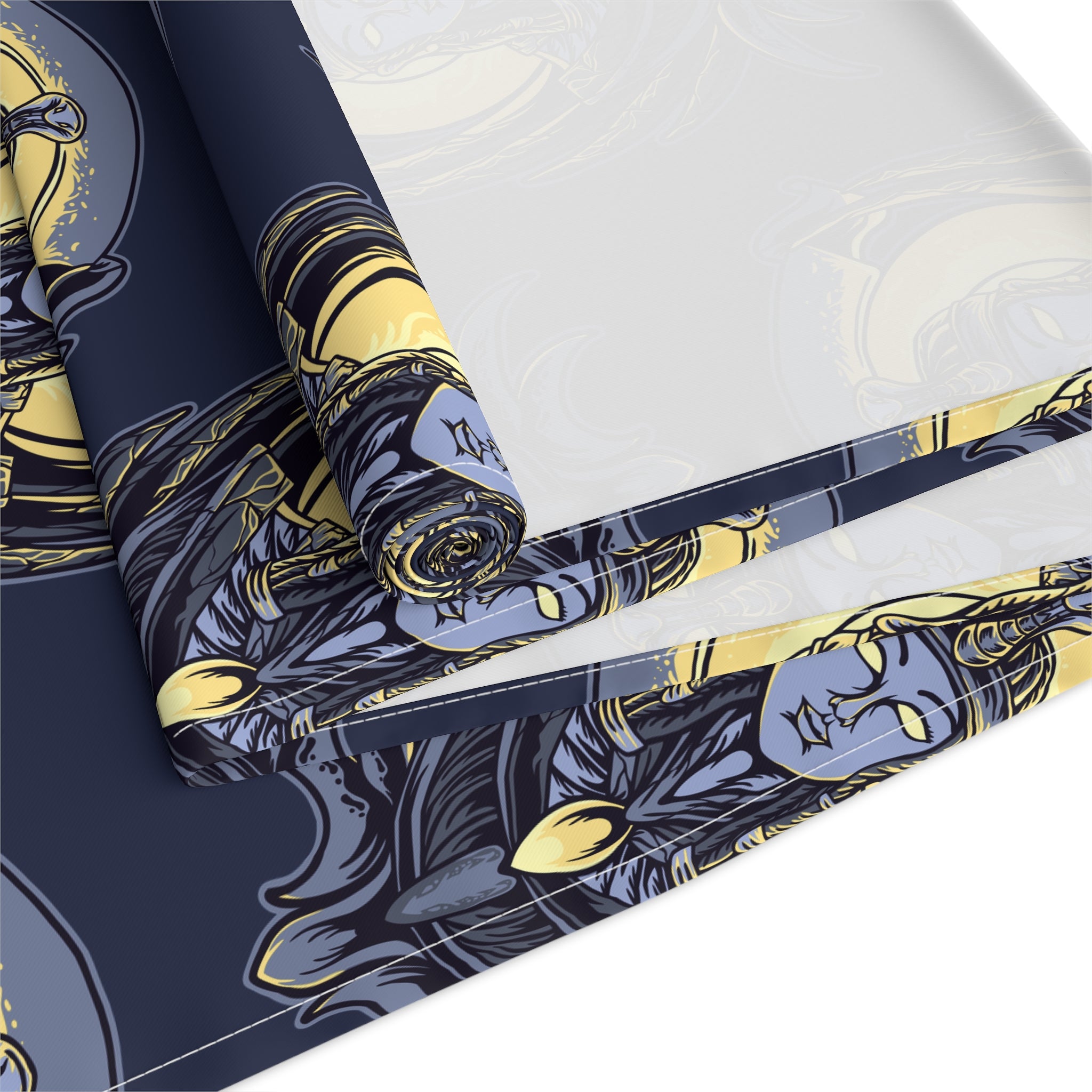 Art Nouveau Moon & Owl Table Runner — Night Sky Decorative Linen