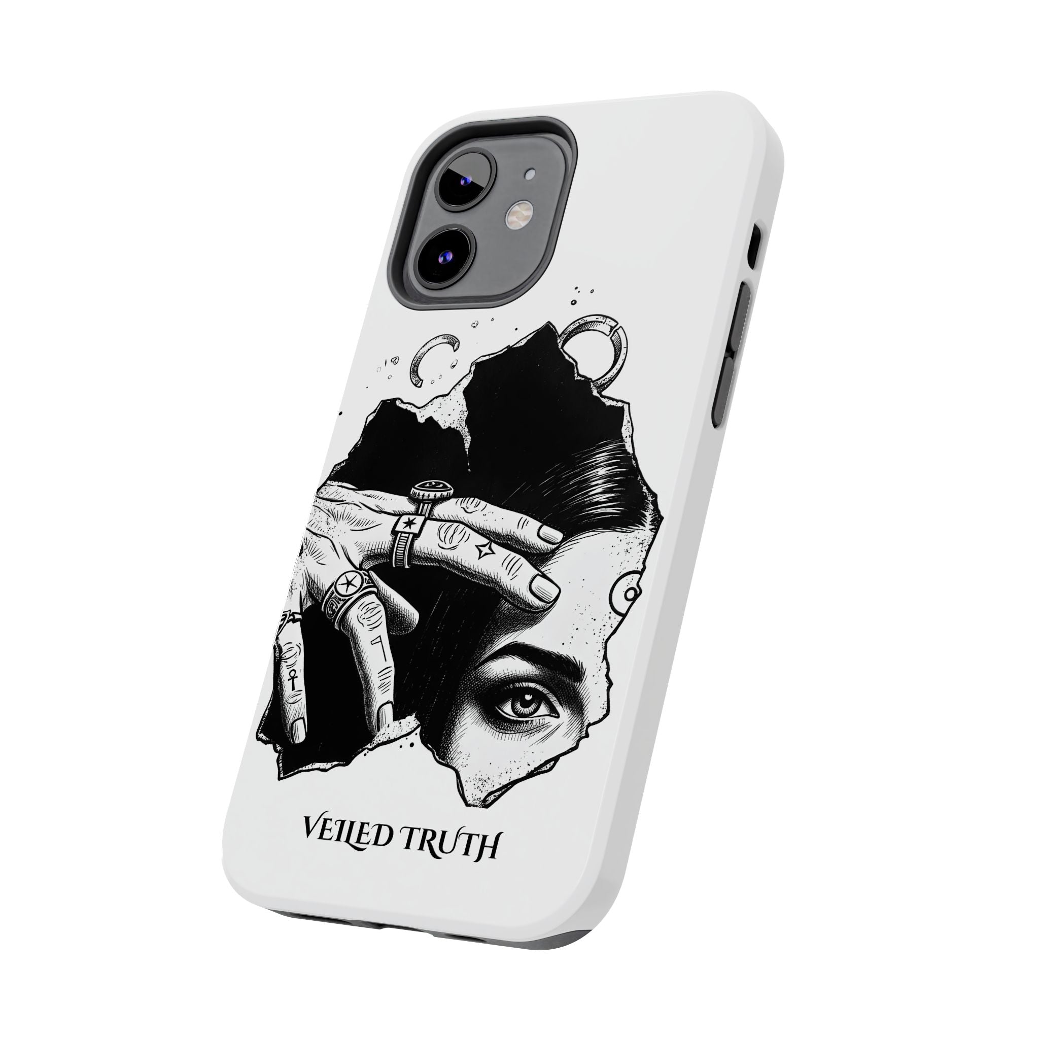 Tough Phone Case — Veiled Truth Black & White Mystic Illustration