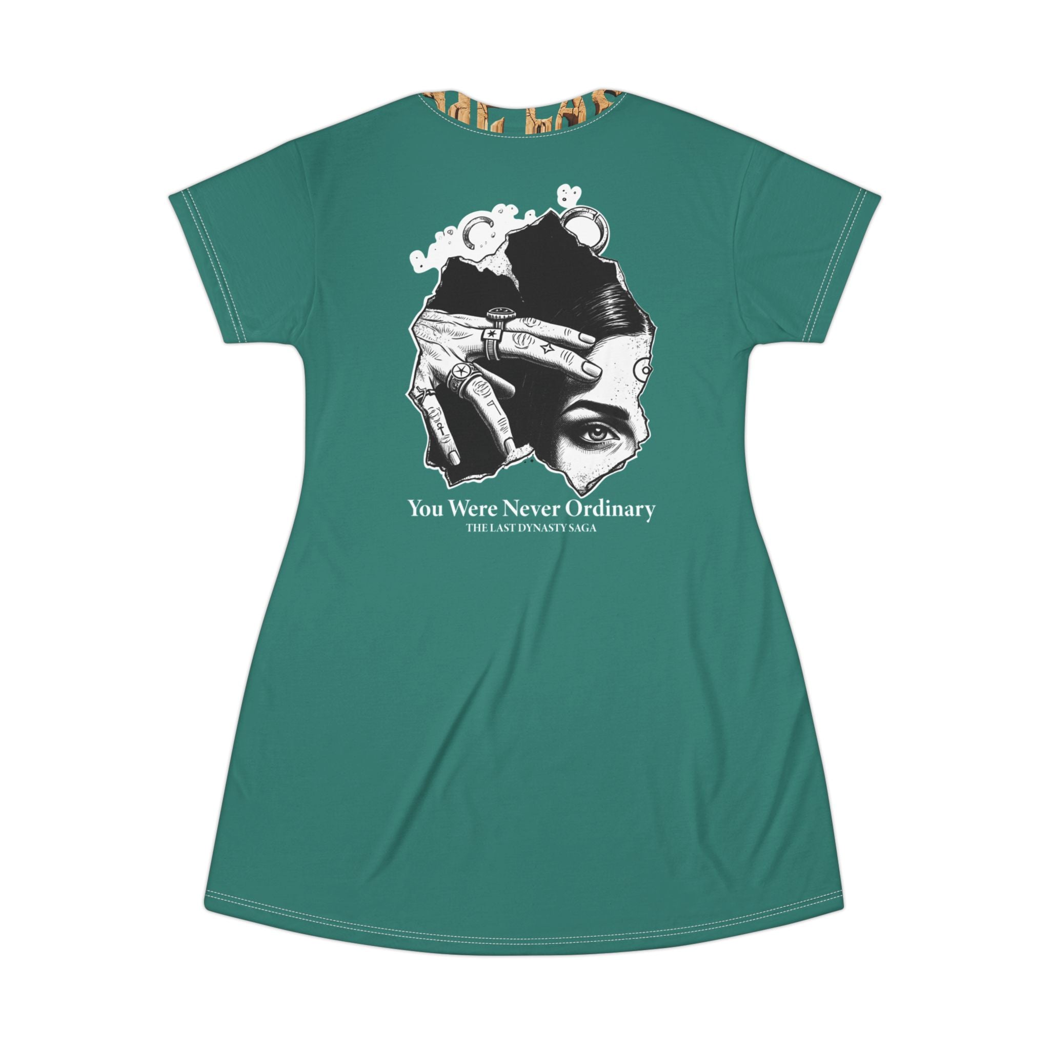 The Saga Compass T-Shirt Dress — "Wear the Legacy" Graphic