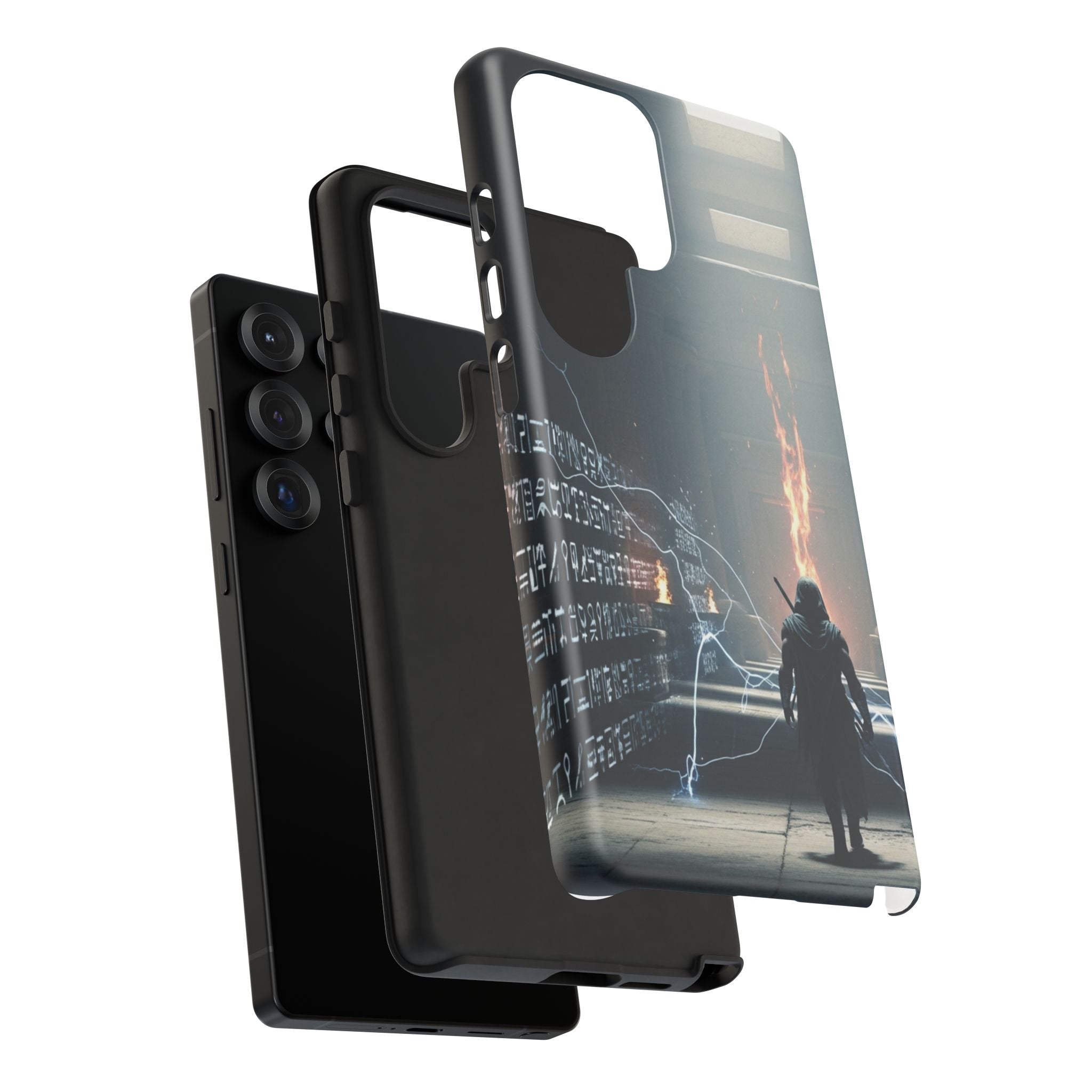 Phone Case - Cybermage Silhouette with Lightning Spell