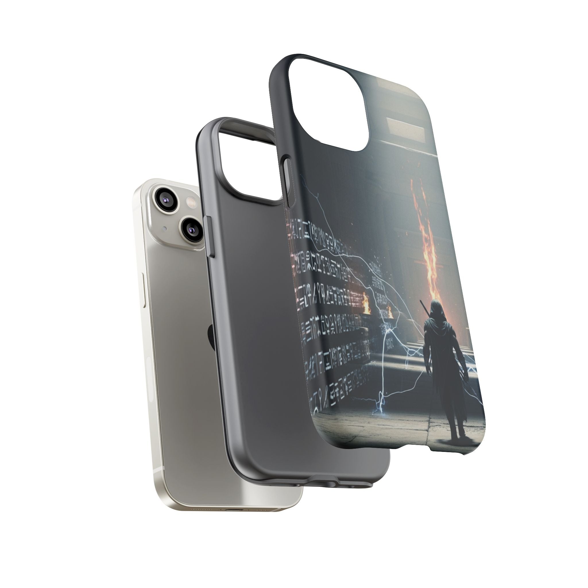Phone Case - Cybermage Silhouette with Lightning Spell