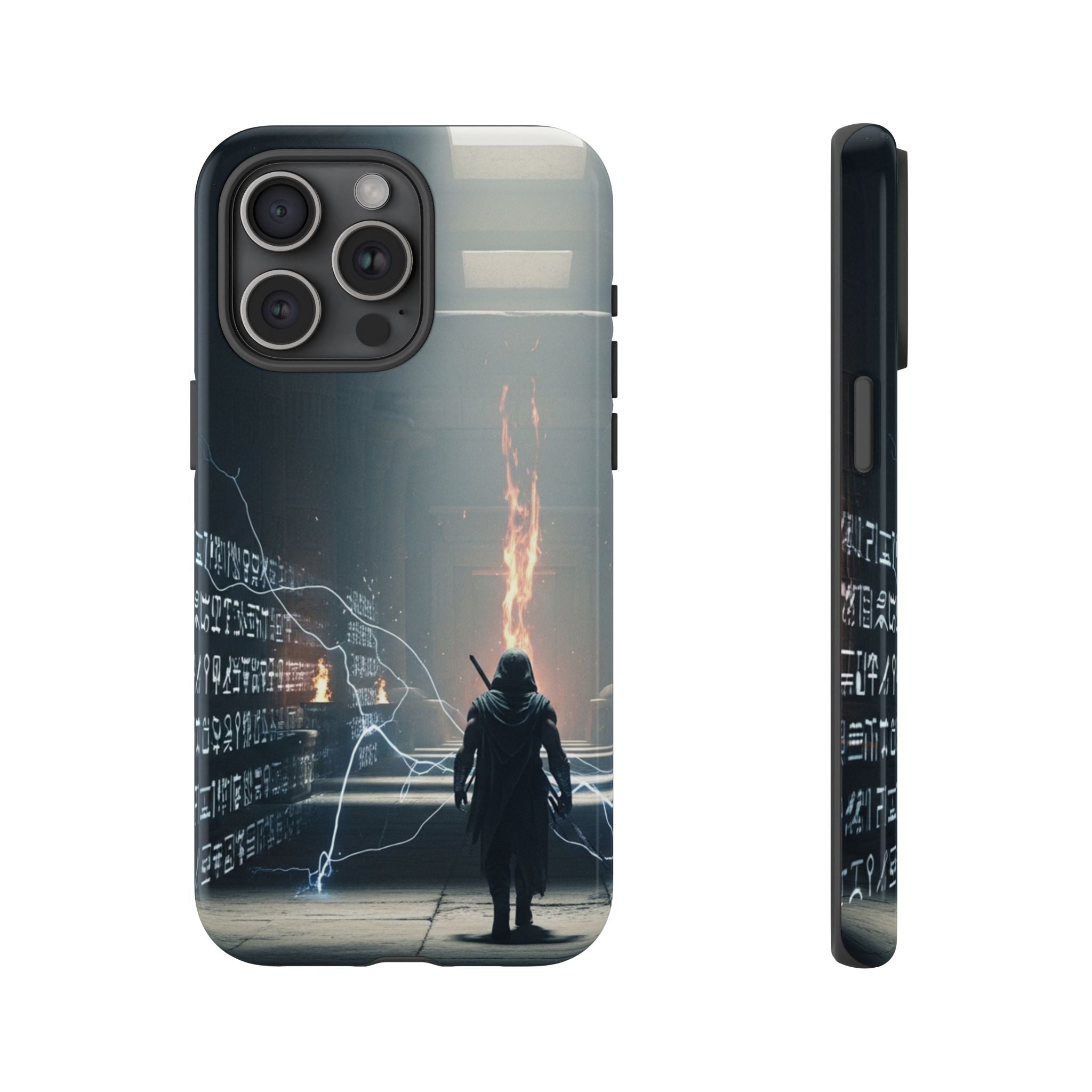 Phone Case - Cybermage Silhouette with Lightning Spell