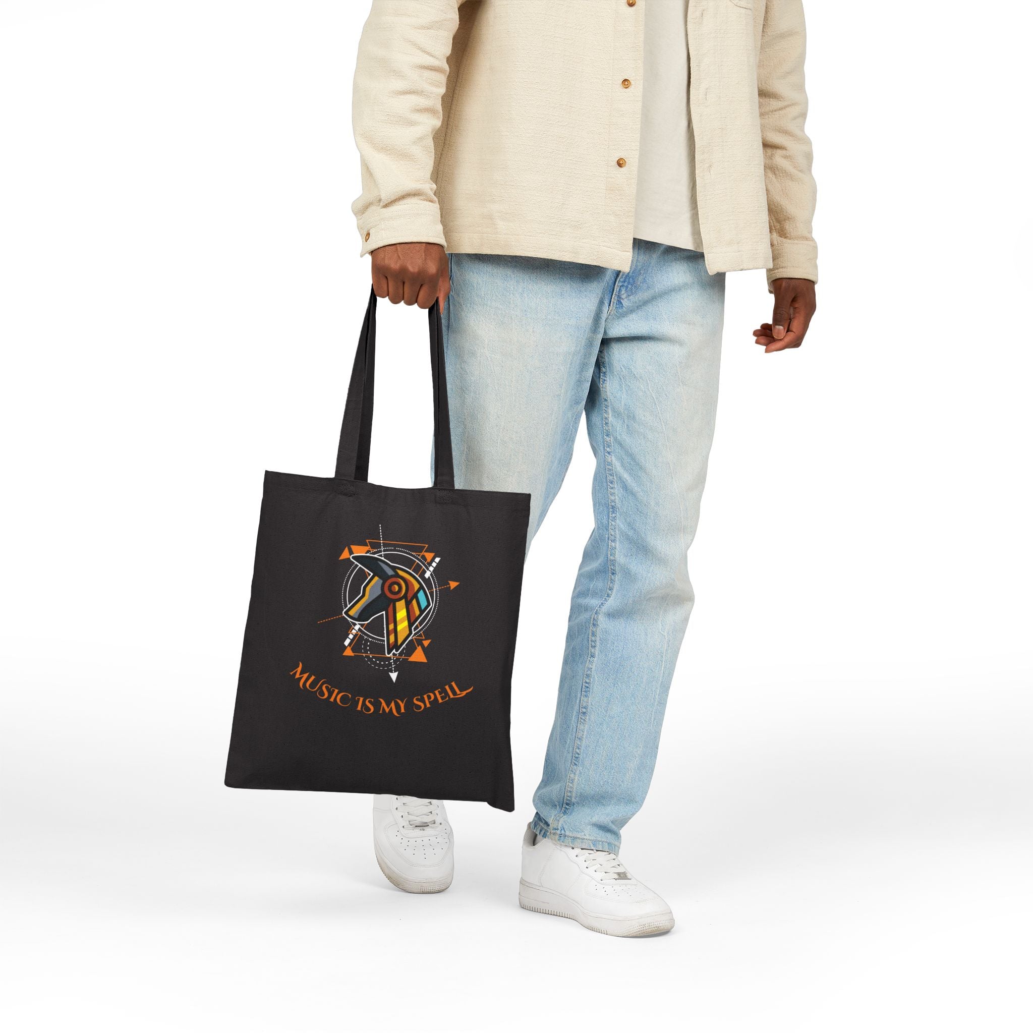 Canvas Tote Bag — Geometric Musical Horse & Intricate Mandala Horse Art