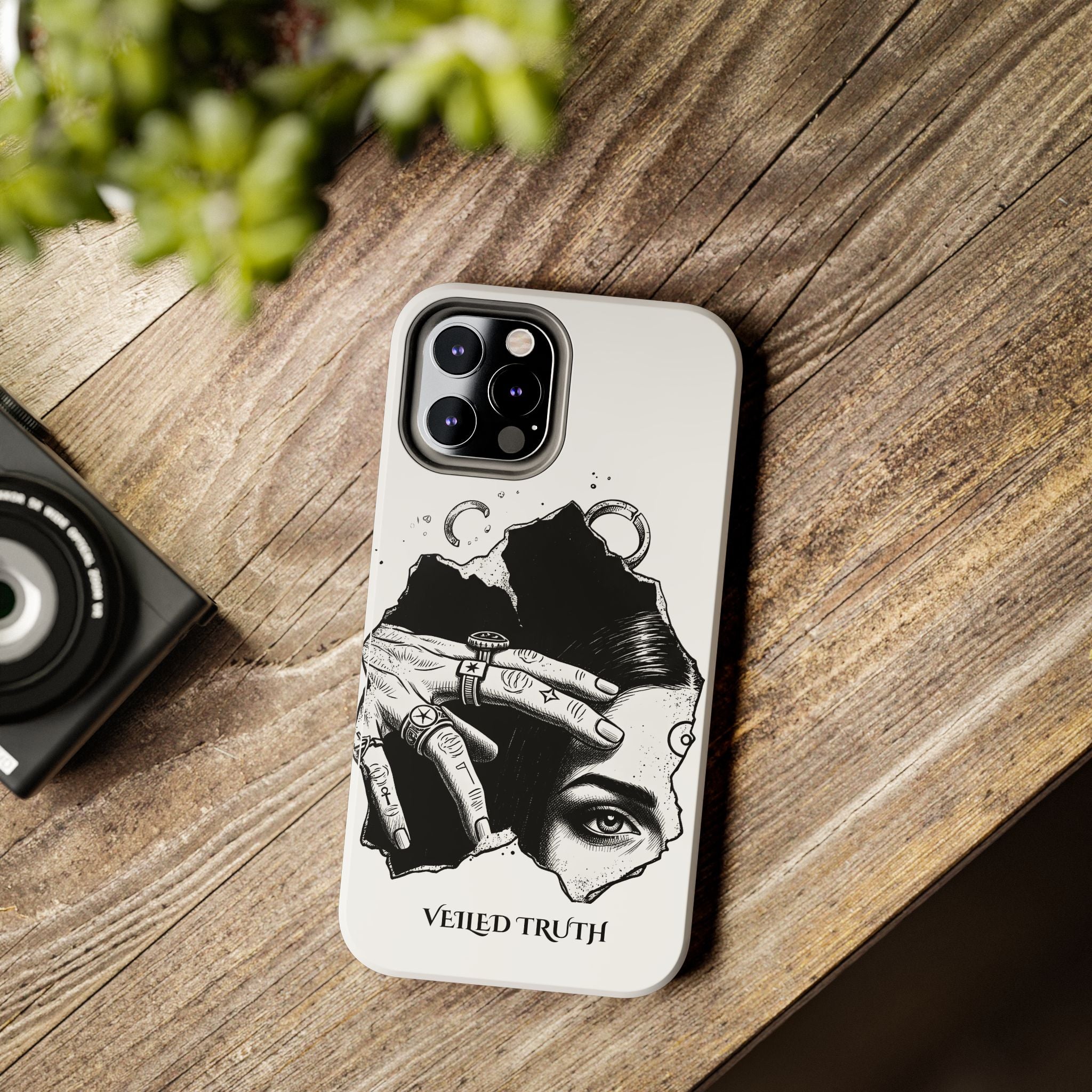 Tough Phone Case — Veiled Truth Black & White Mystic Illustration