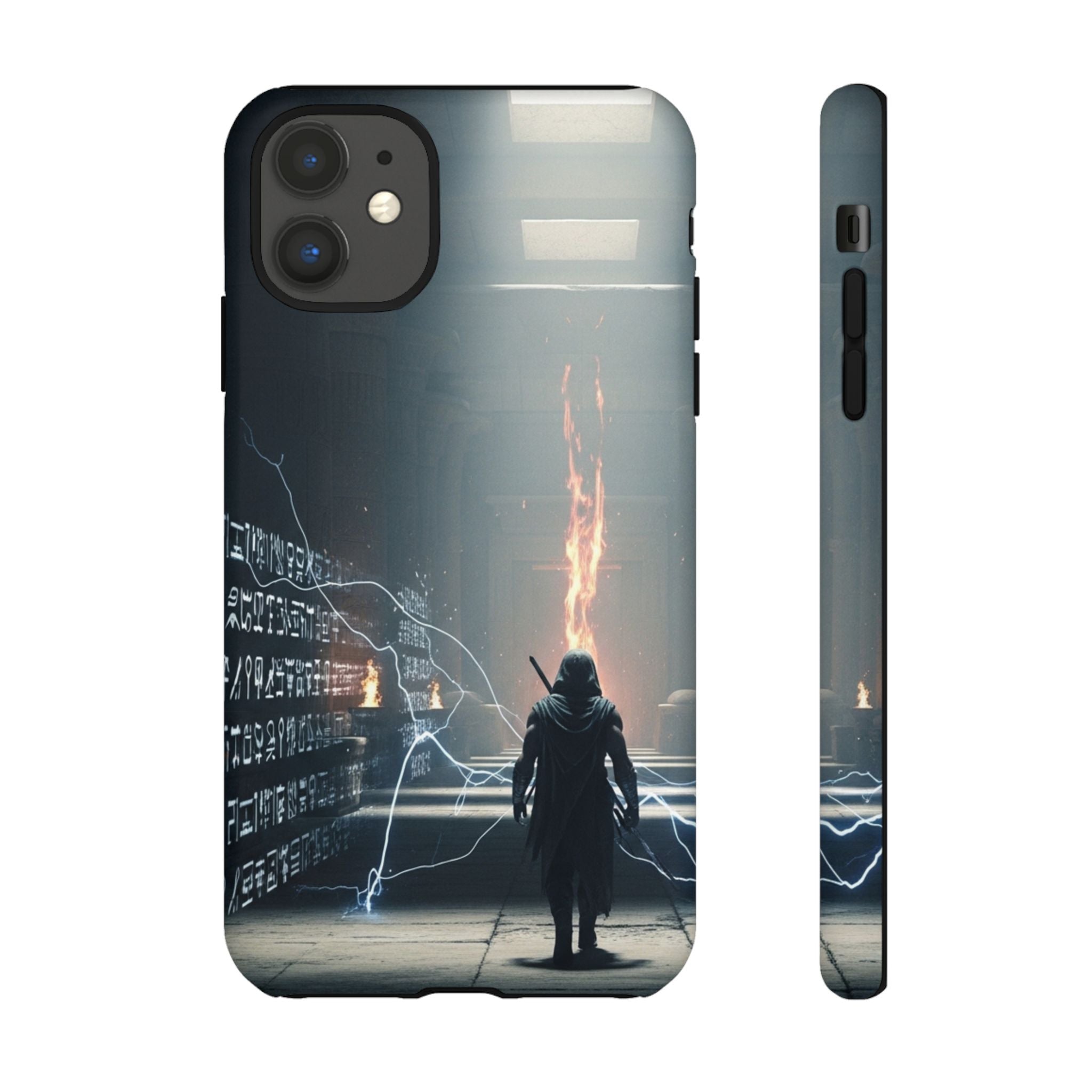 Phone Case - Cybermage Silhouette with Lightning Spell
