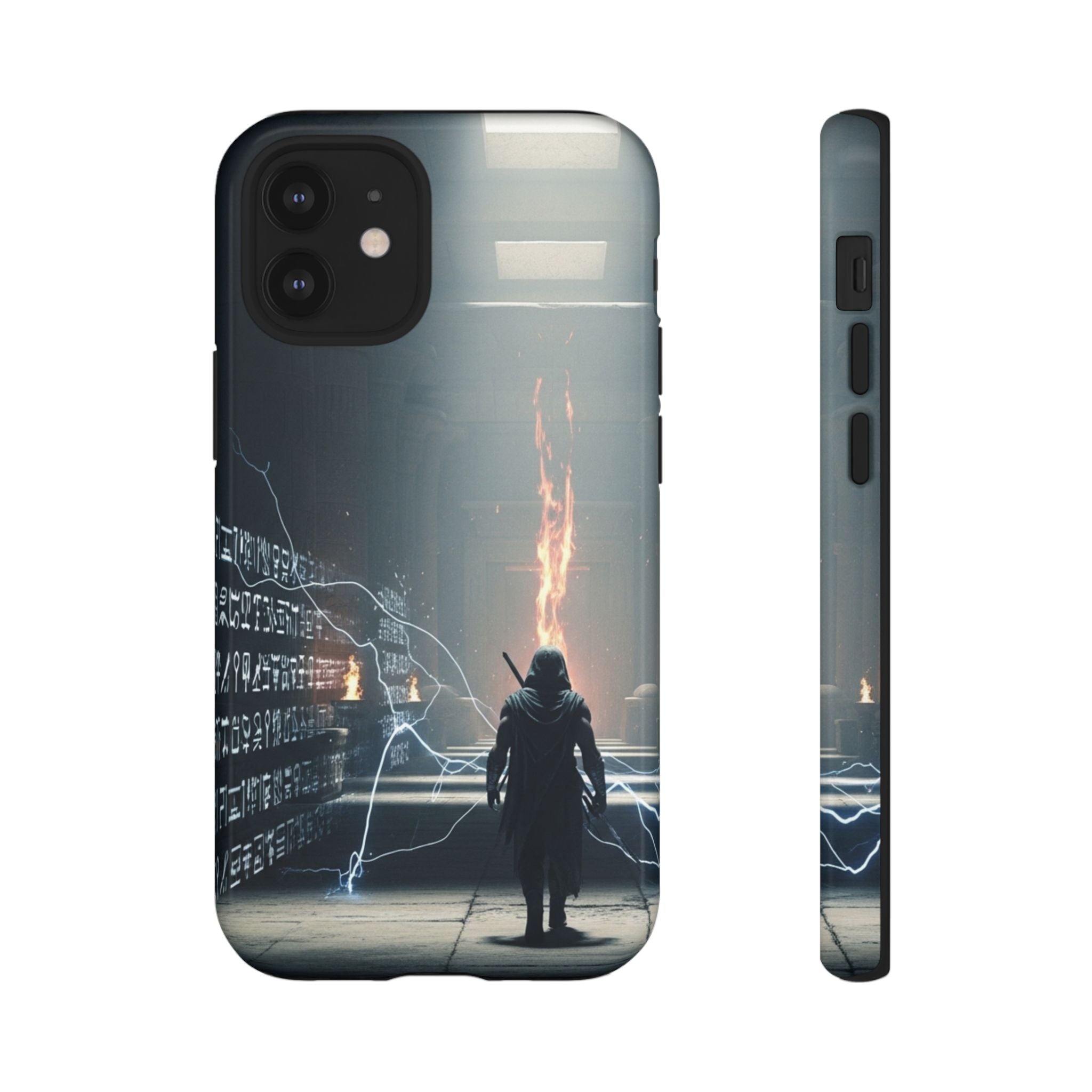 Phone Case - Cybermage Silhouette with Lightning Spell