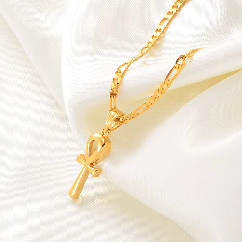 Gold Ankh Pendant Necklace Key of Life – 1 inch