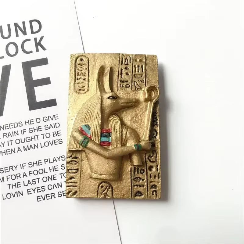 Egyptian Pharaoh & Anubis Fridge Magnet Resin Souvenir Decorative Accent