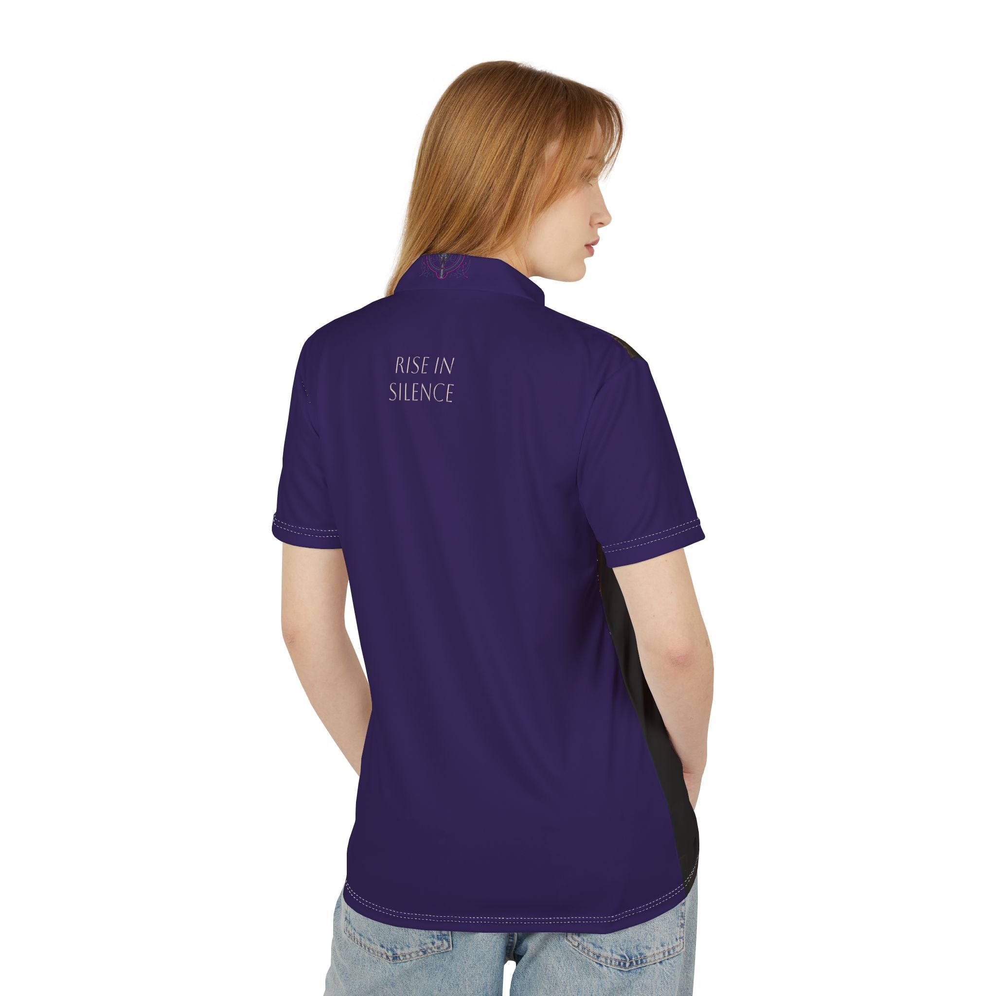 Architectural Light Polo Shirt — Moody Saga temple Interior All-Over Print