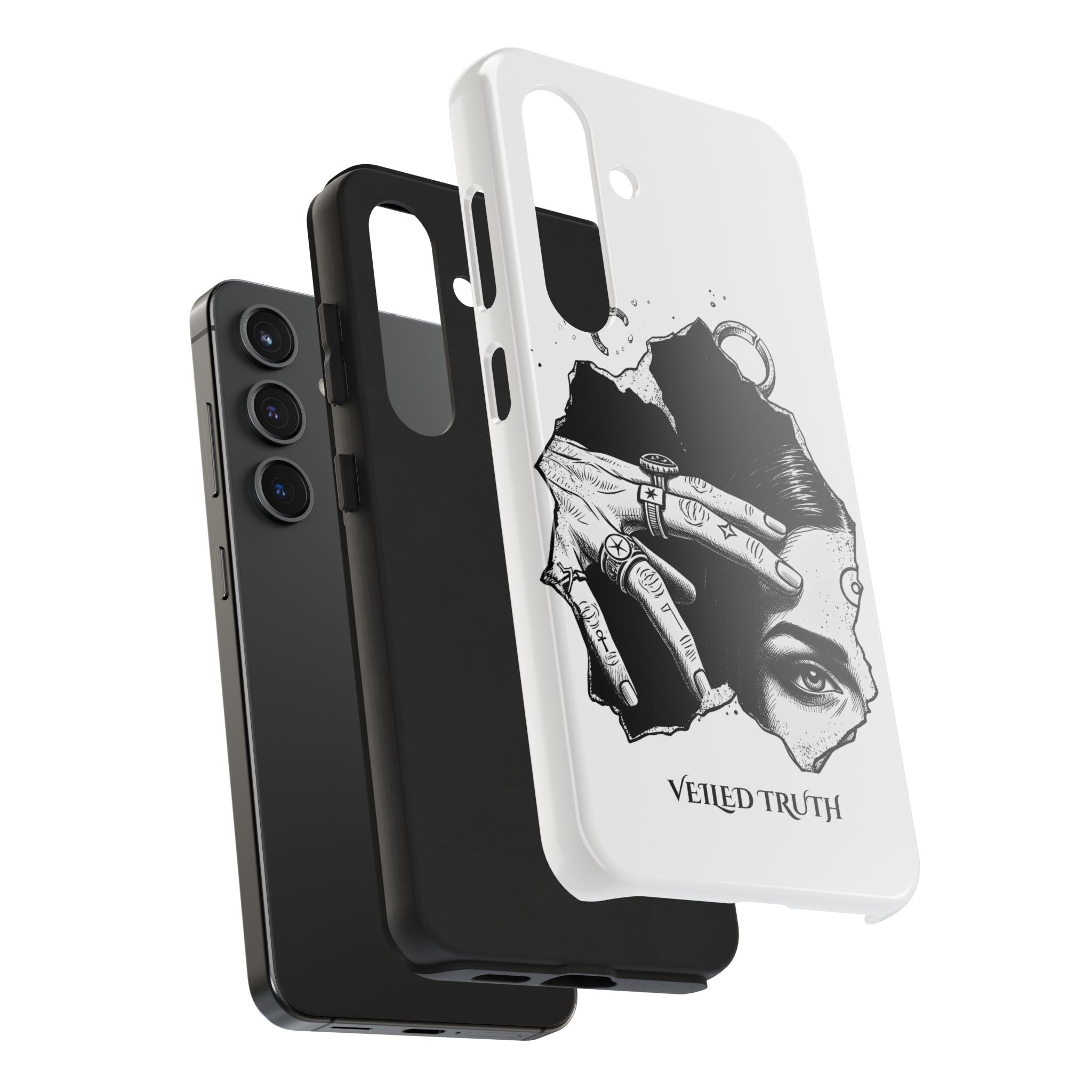 Tough Phone Case — Veiled Truth Black & White Mystic Illustration