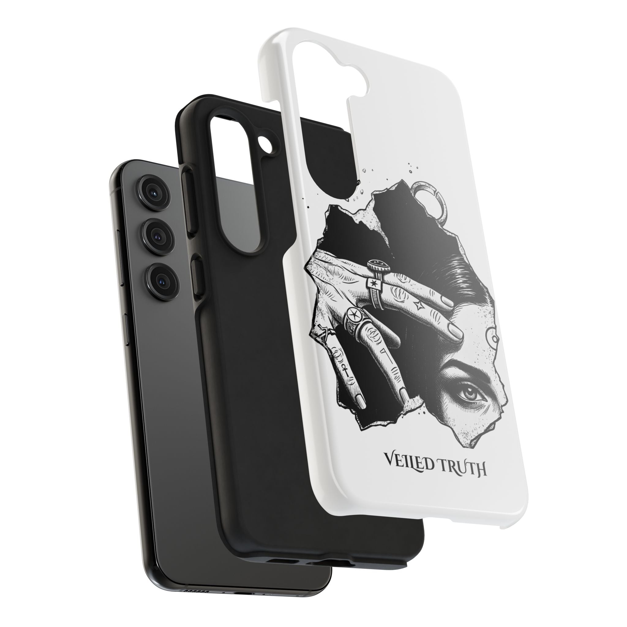 Tough Phone Case — Veiled Truth Black & White Mystic Illustration