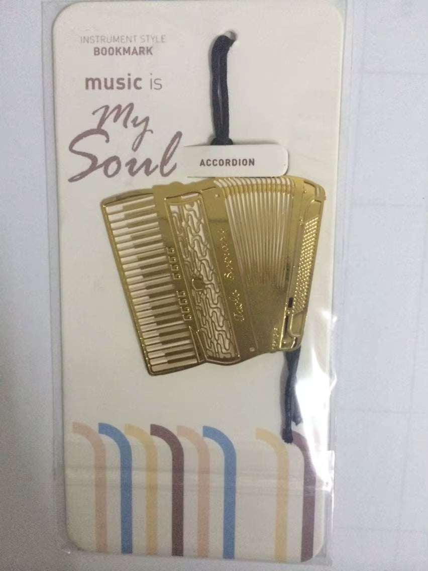 Musical Instrument Metal Bookmark - Organ Harp