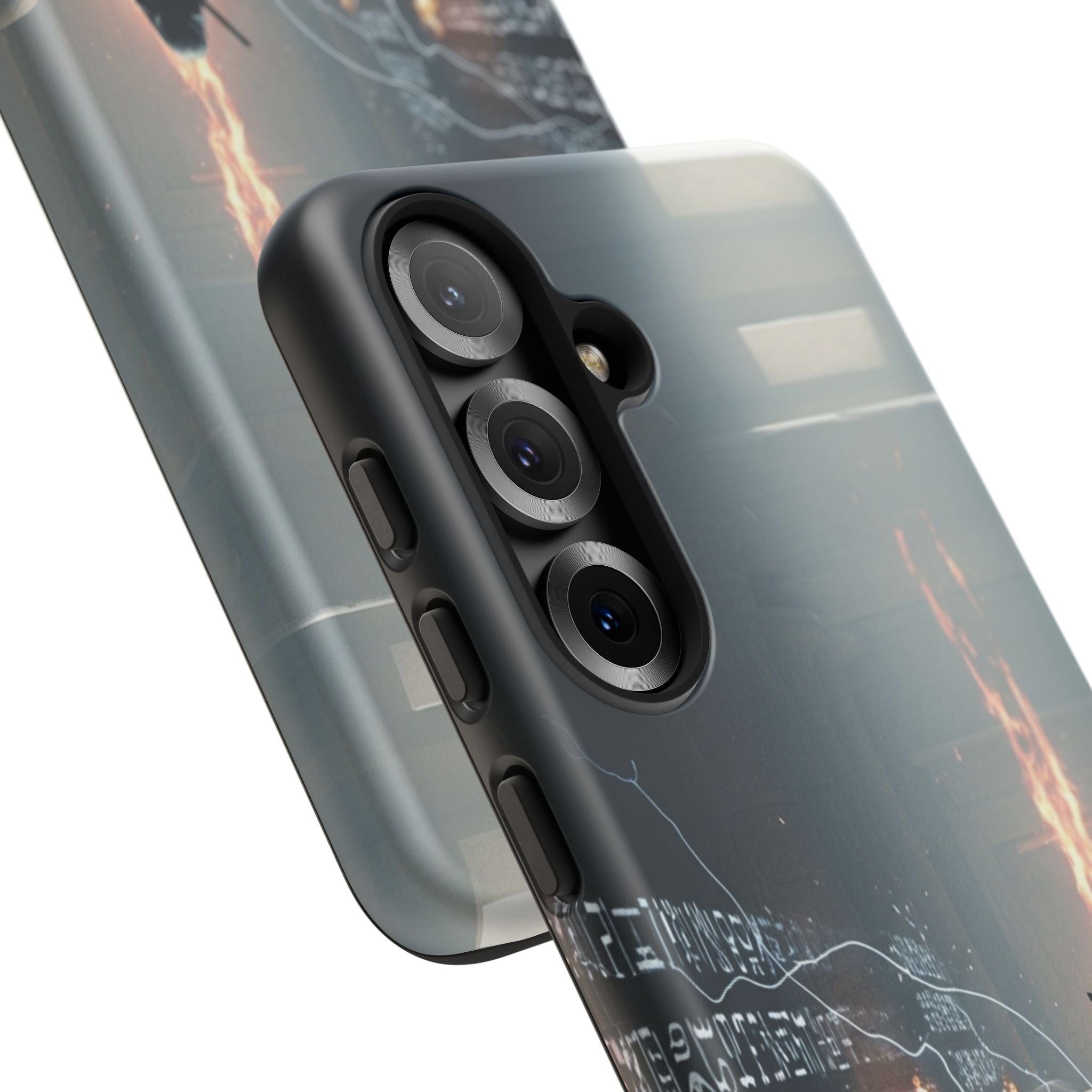 Phone Case - Cybermage Silhouette with Lightning Spell
