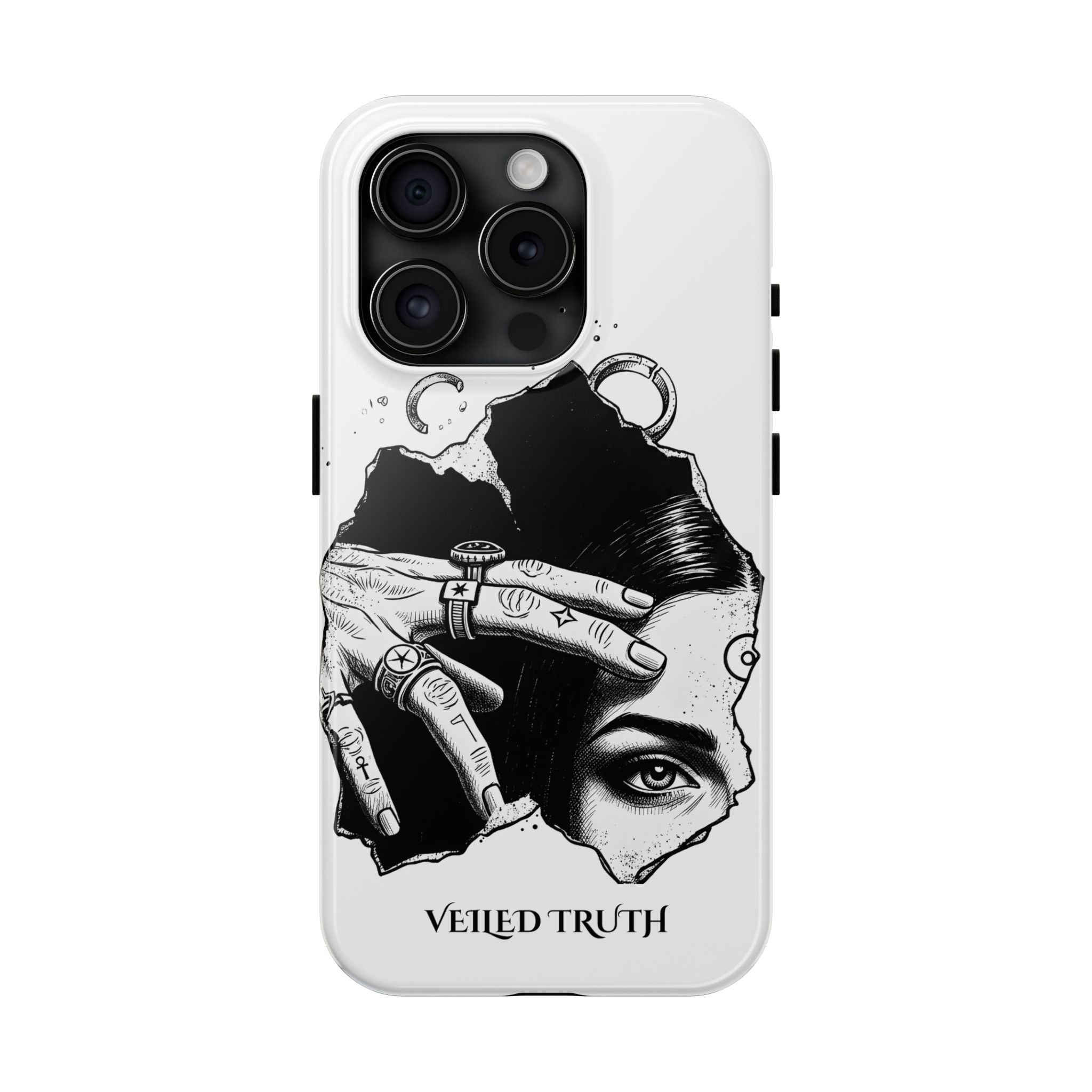 Tough Phone Case — Veiled Truth Black & White Mystic Illustration