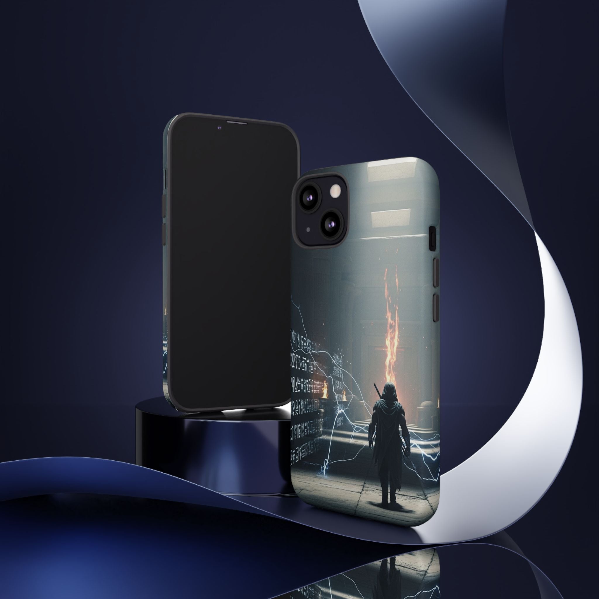 Phone Case - Cybermage Silhouette with Lightning Spell