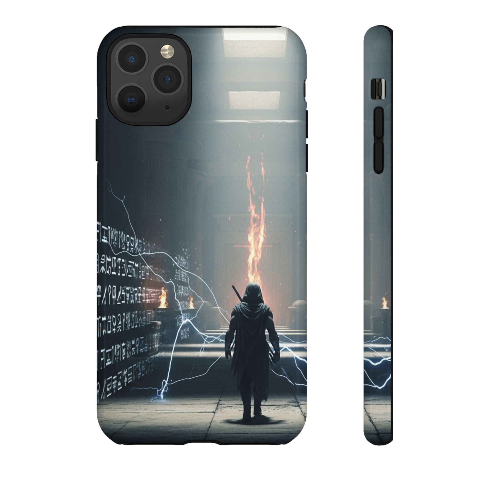 Phone Case - Cybermage Silhouette with Lightning Spell