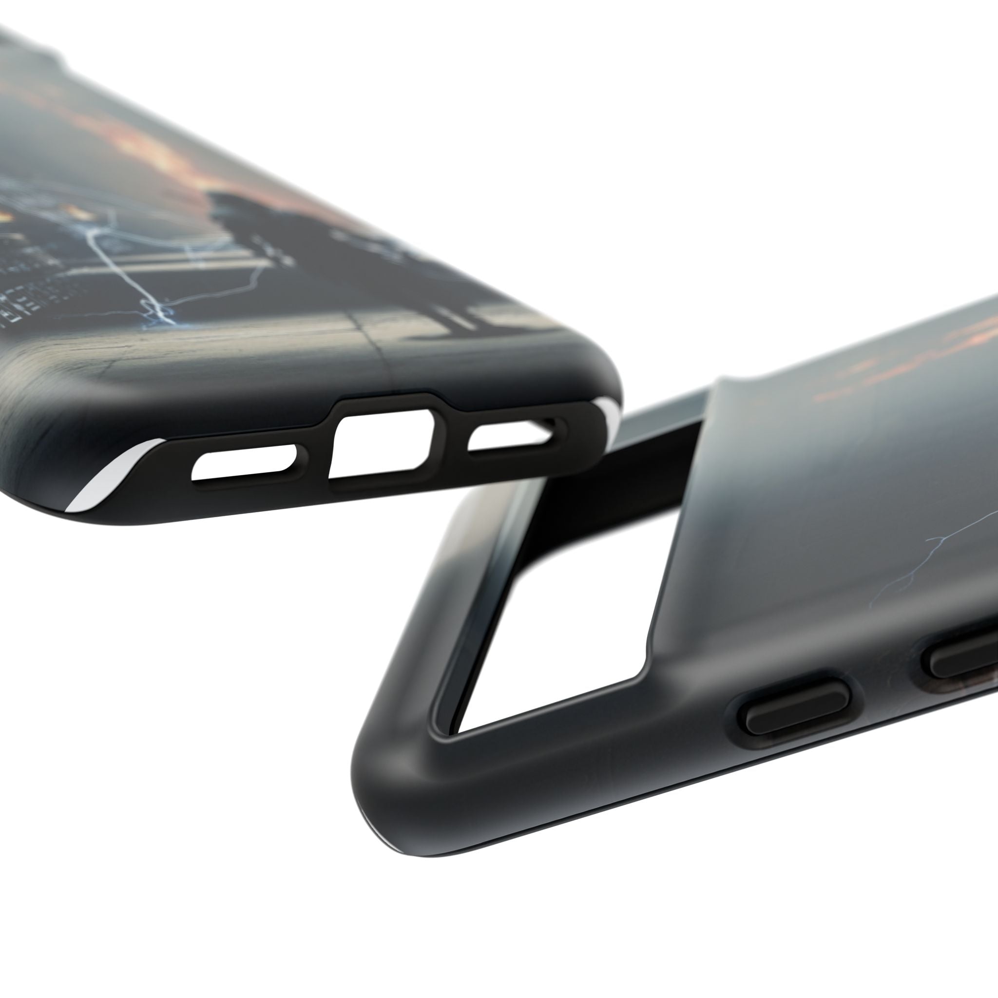 Phone Case - Cybermage Silhouette with Lightning Spell
