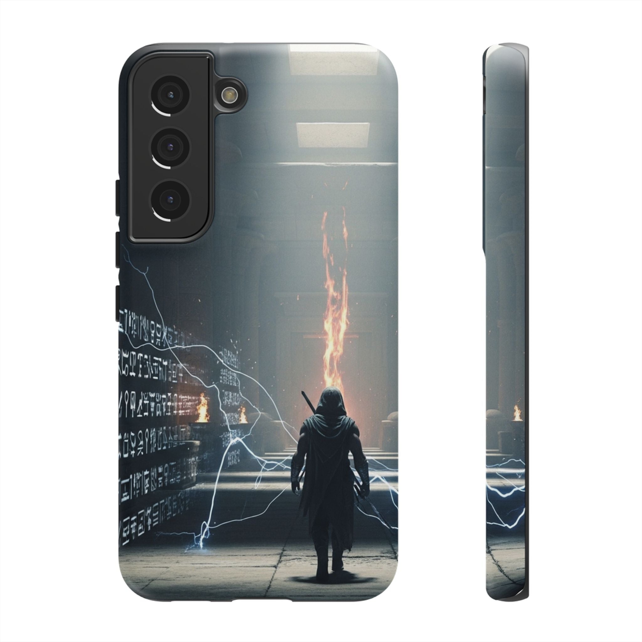 Phone Case - Cybermage Silhouette with Lightning Spell