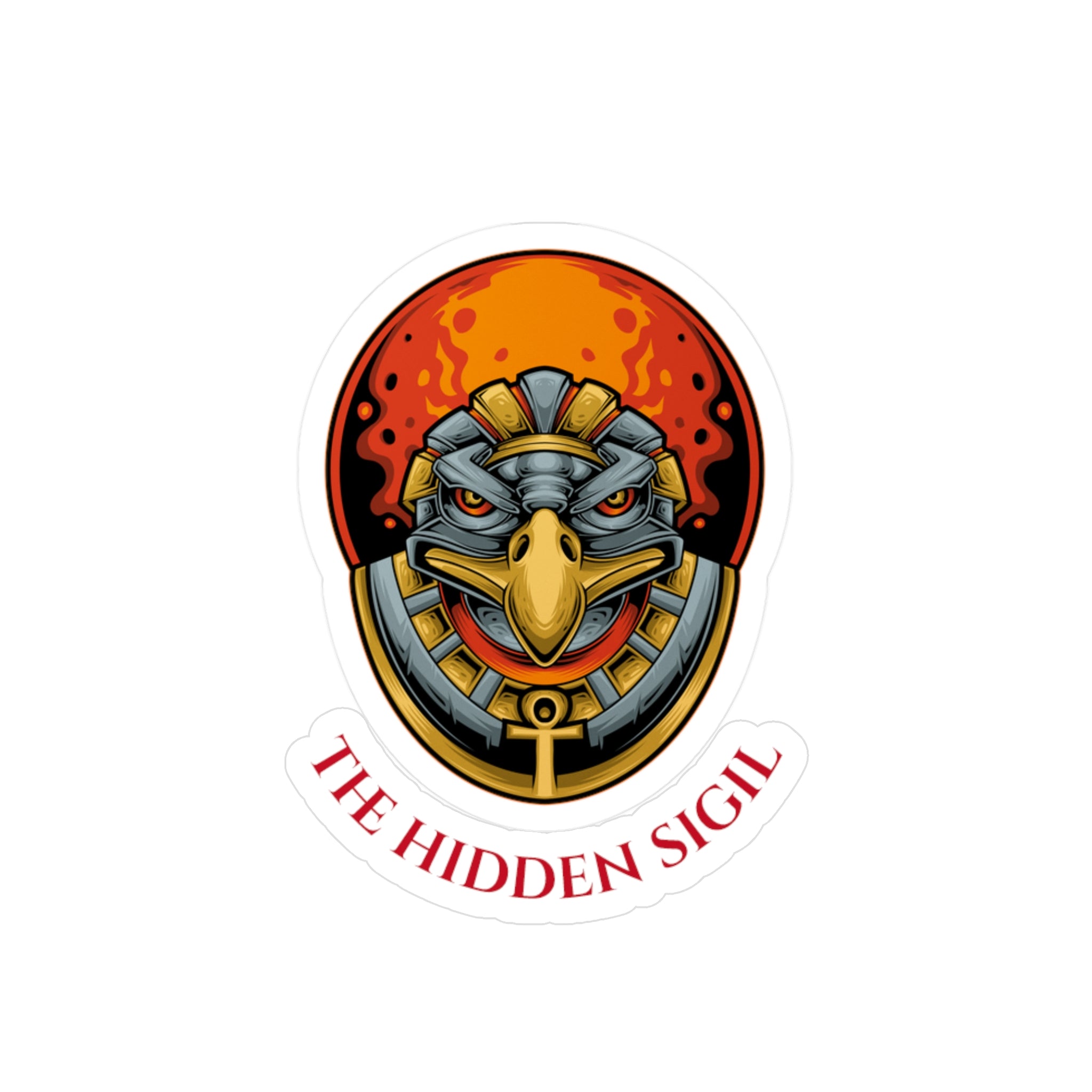Egyptian Falcon Emblem Sticker — "The Hidden Sigil" Kiss-Cut Vinyl Decal