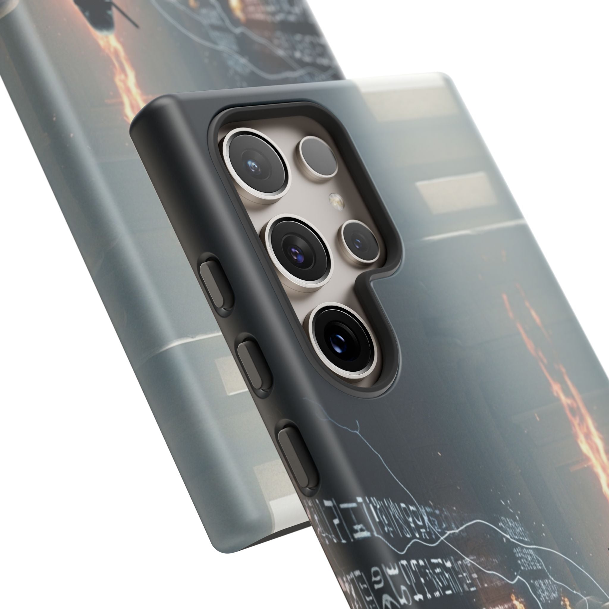 Phone Case - Cybermage Silhouette with Lightning Spell