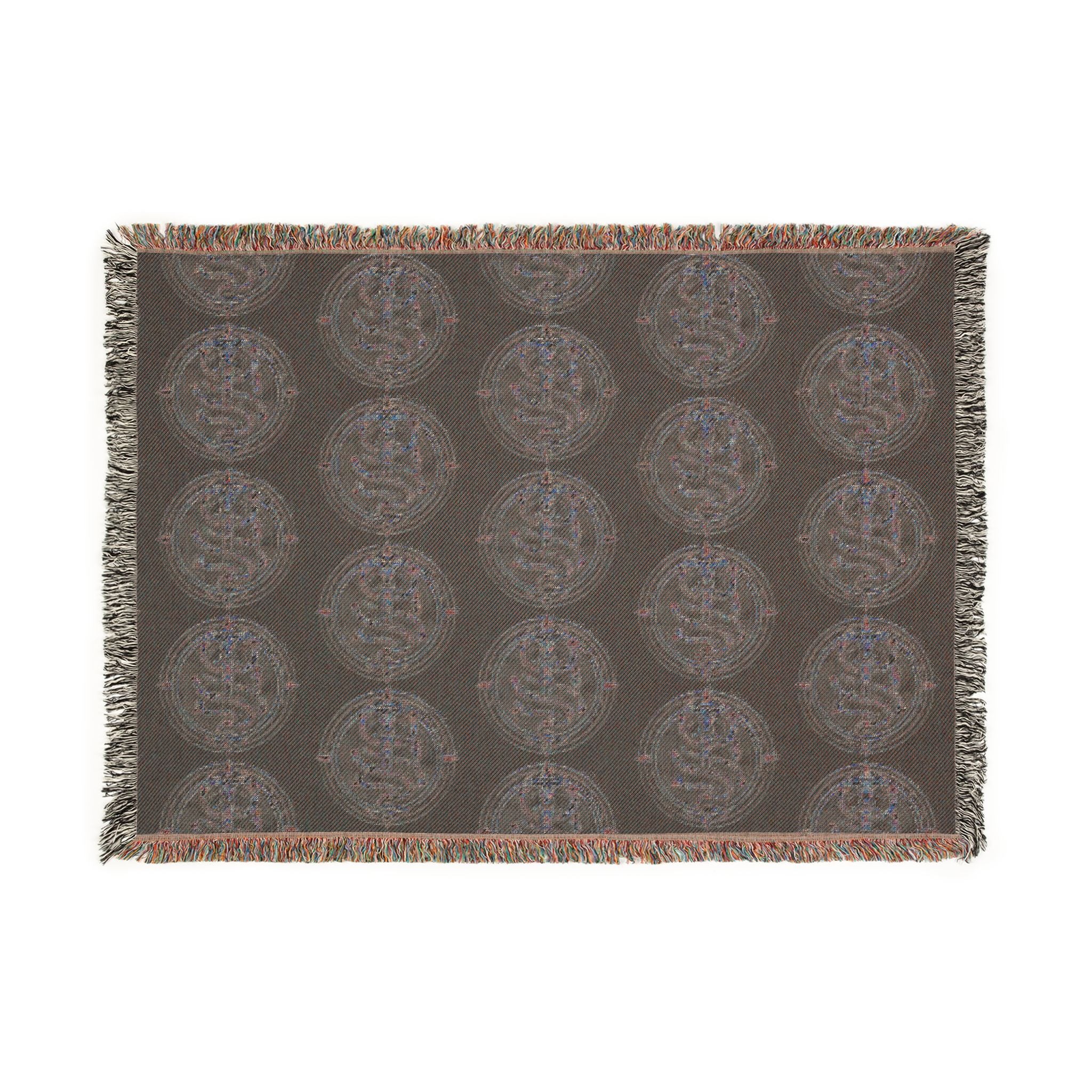 The Serpent Geometric Woven Throw Blanket — Mosaic Circle Pattern, Cozy Living Room & Bedroom Décor