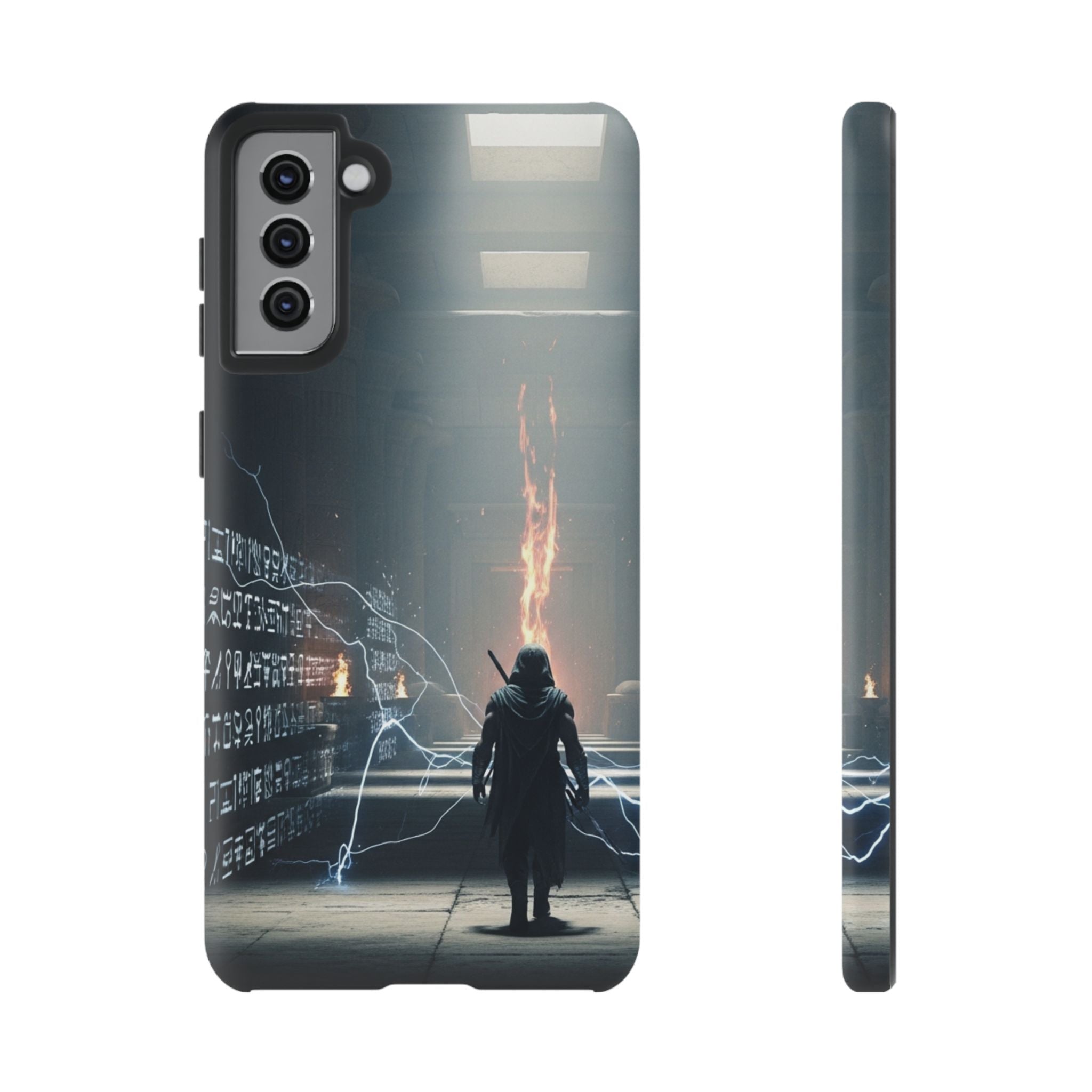 Phone Case - Cybermage Silhouette with Lightning Spell