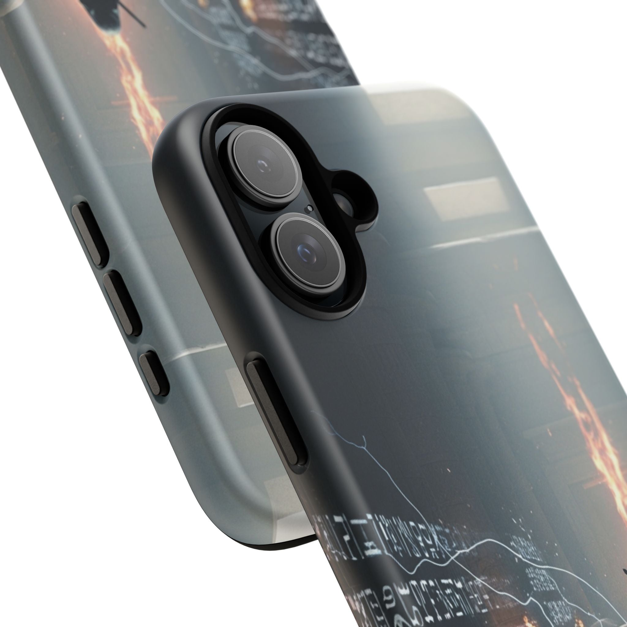 Phone Case - Cybermage Silhouette with Lightning Spell