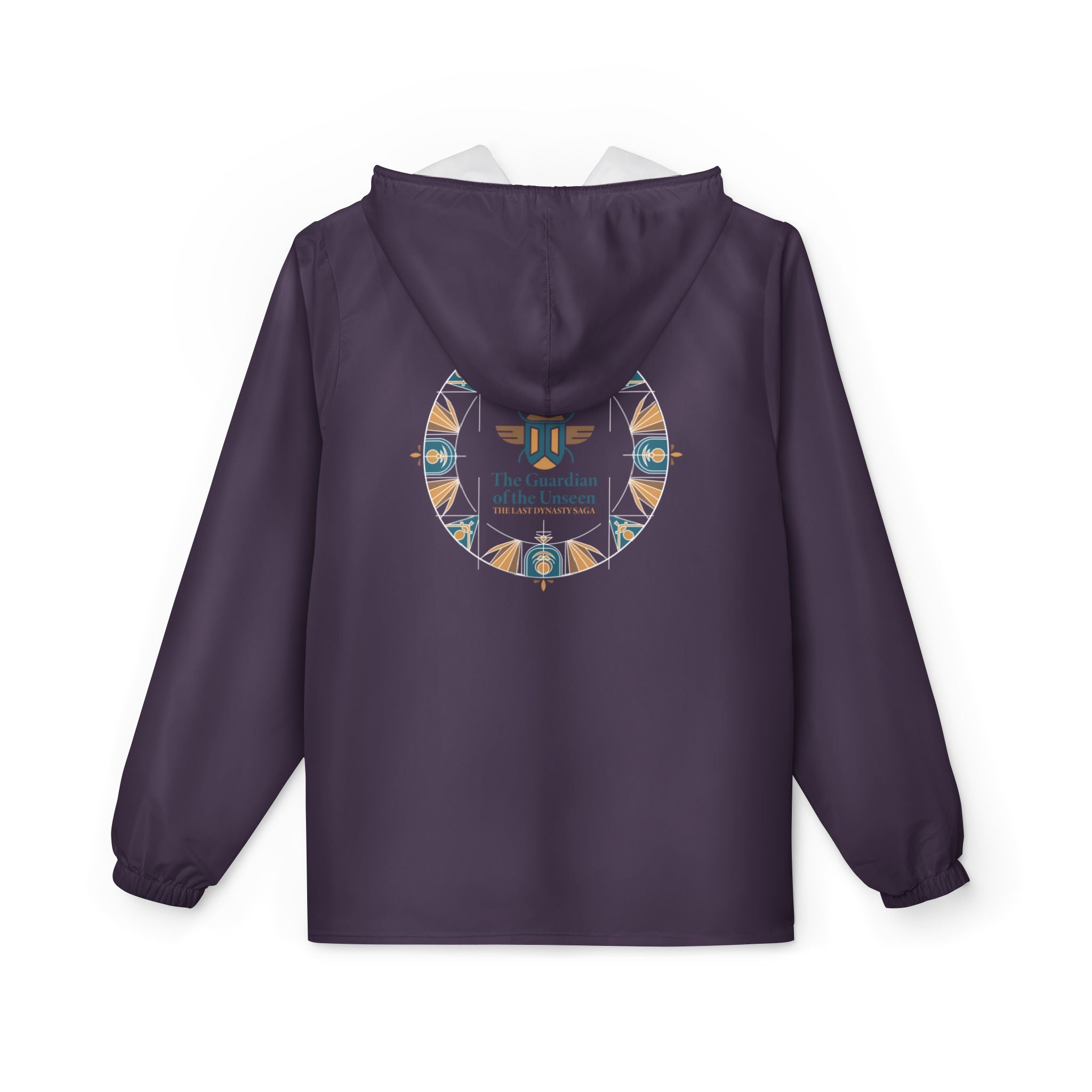 The Saga Temple Midnight Cat Windbreaker Jacket — Abstract Tribal Moon Design