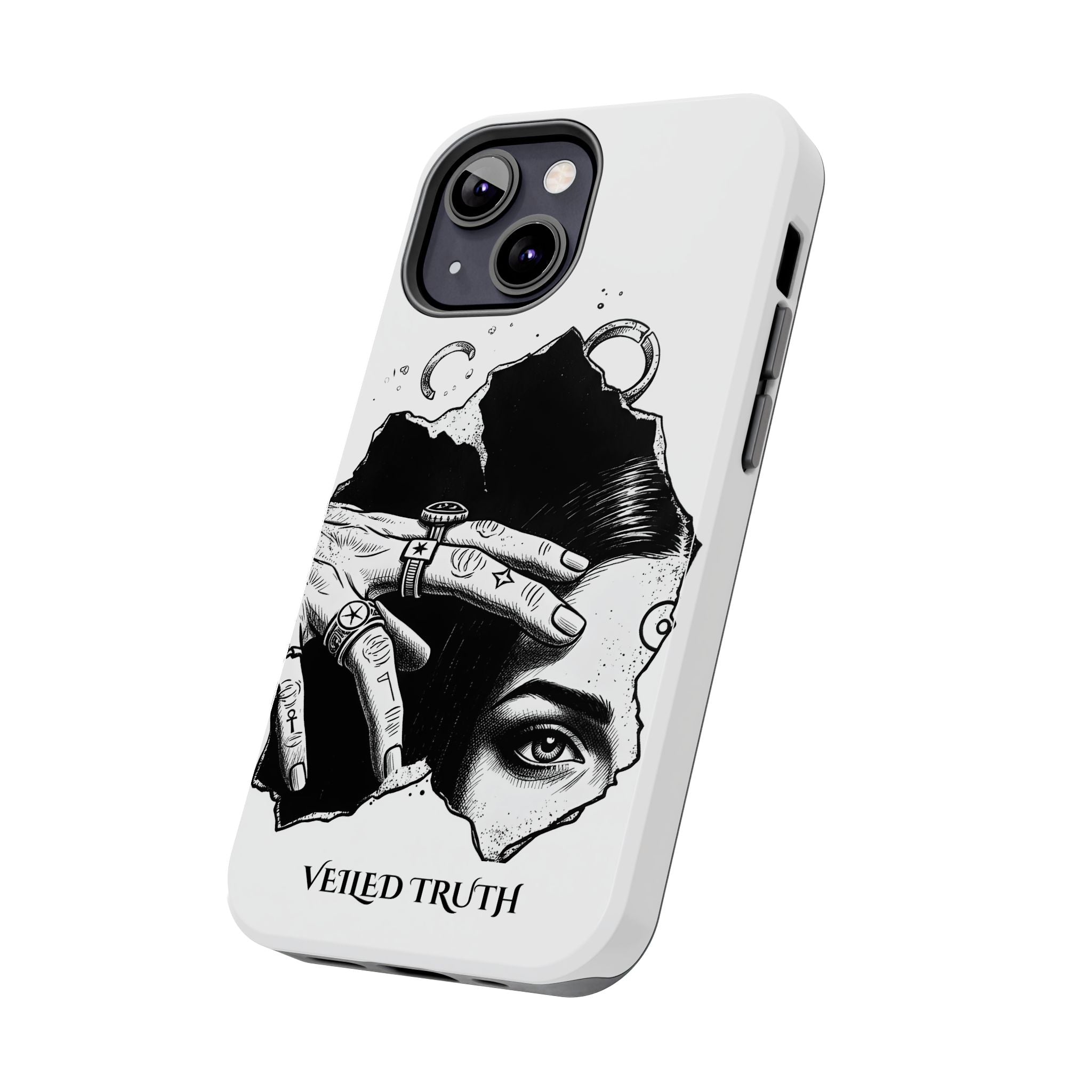 Tough Phone Case — Veiled Truth Black & White Mystic Illustration