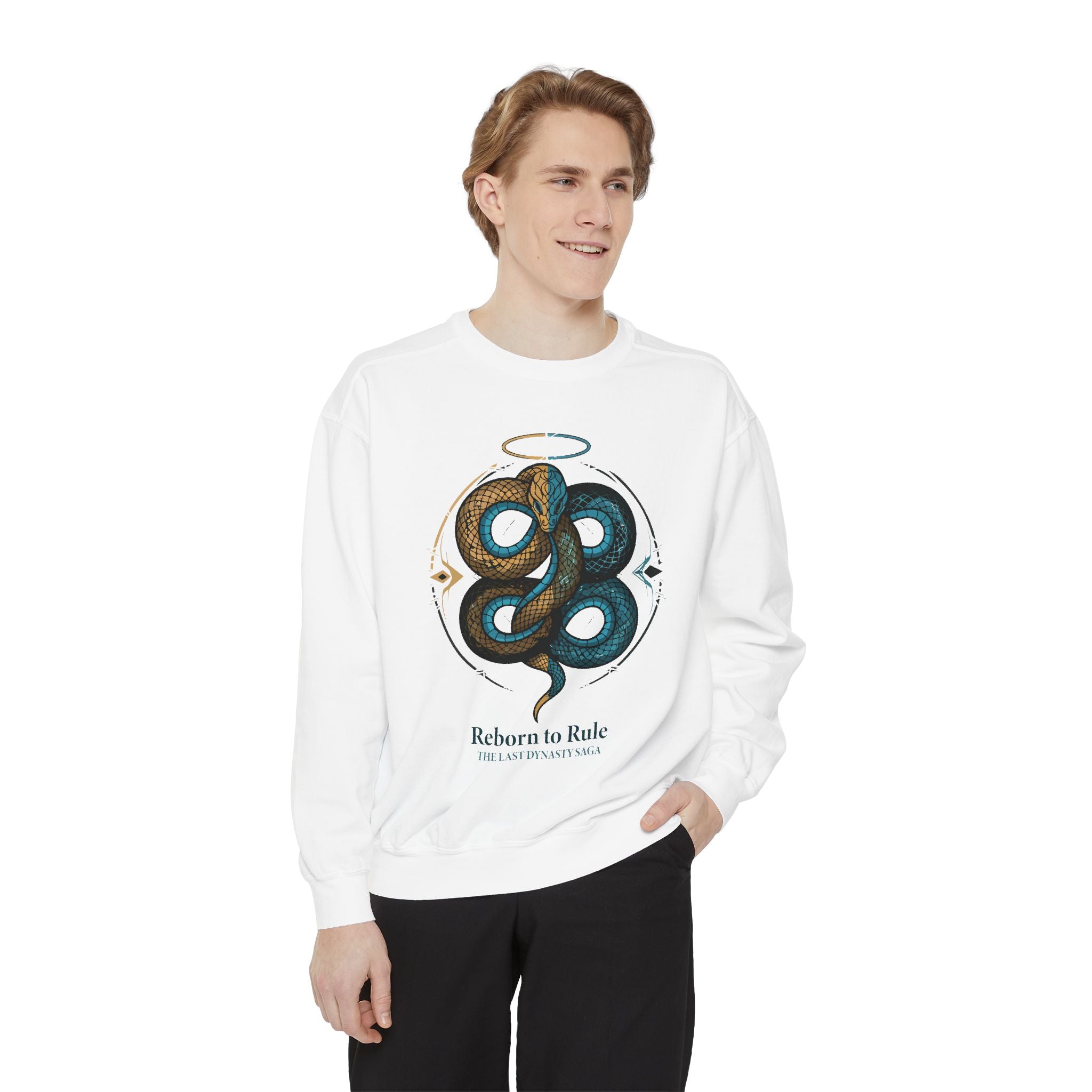 Snake Emblem Sweatshirt — "Reborn to Rule" Graphic Crewneck