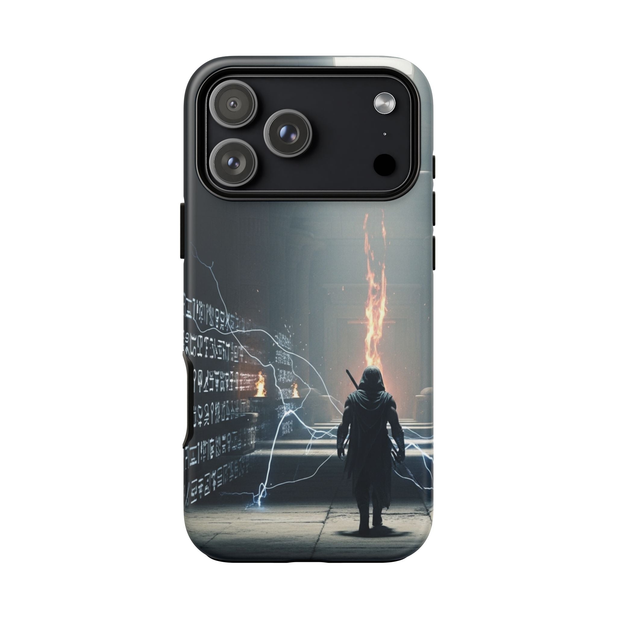Phone Case - Cybermage Silhouette with Lightning Spell