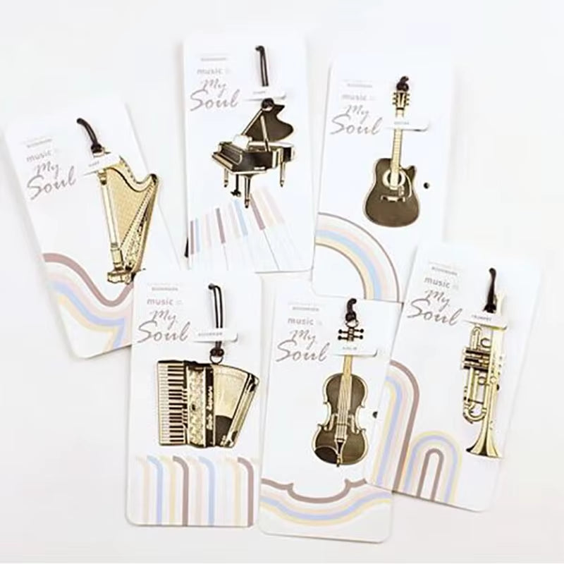Musical Instrument Metal Bookmark - Organ Harp